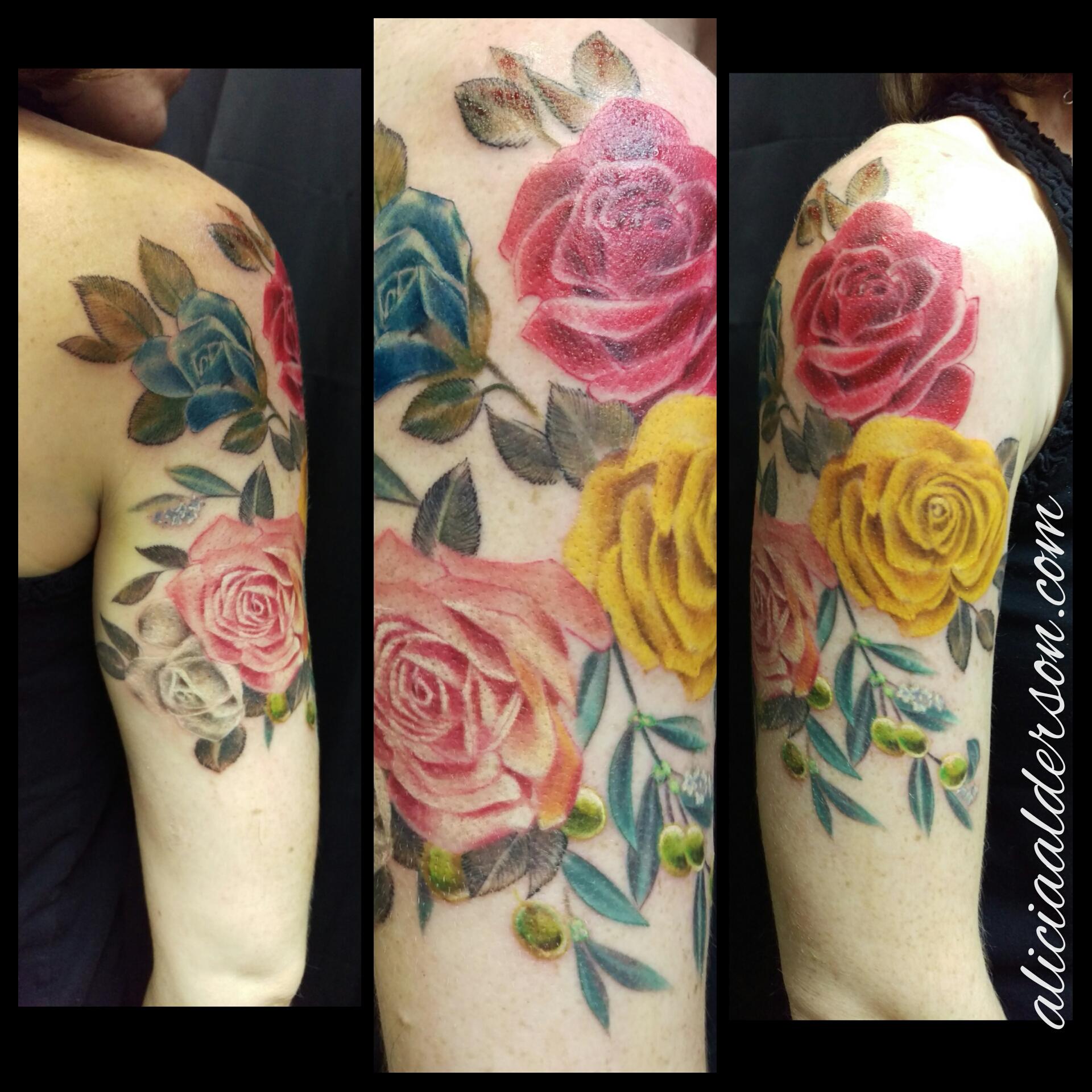 Flower half sleeve, Alicia Alderson, Living Colour, in Ottawa, Ontario