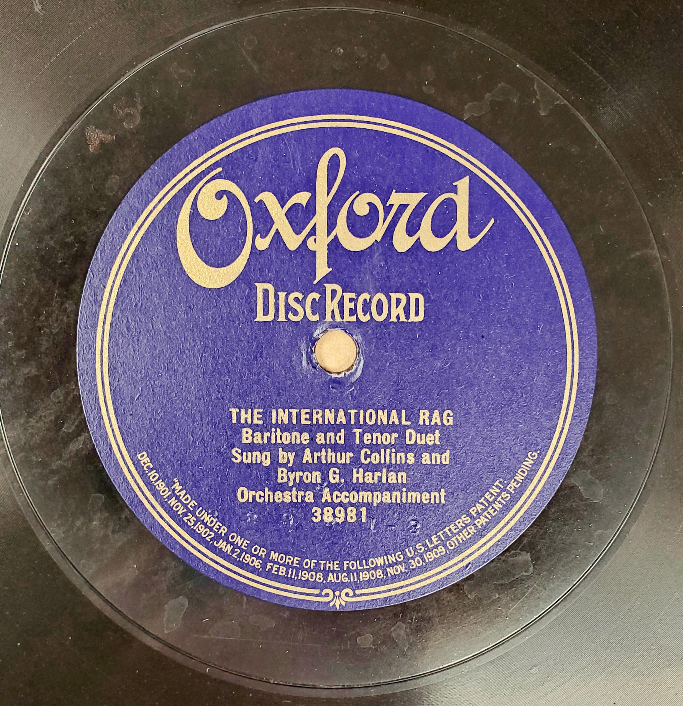 Just got my first Oxford "disc record." Arthur Collins/Byron Harlan