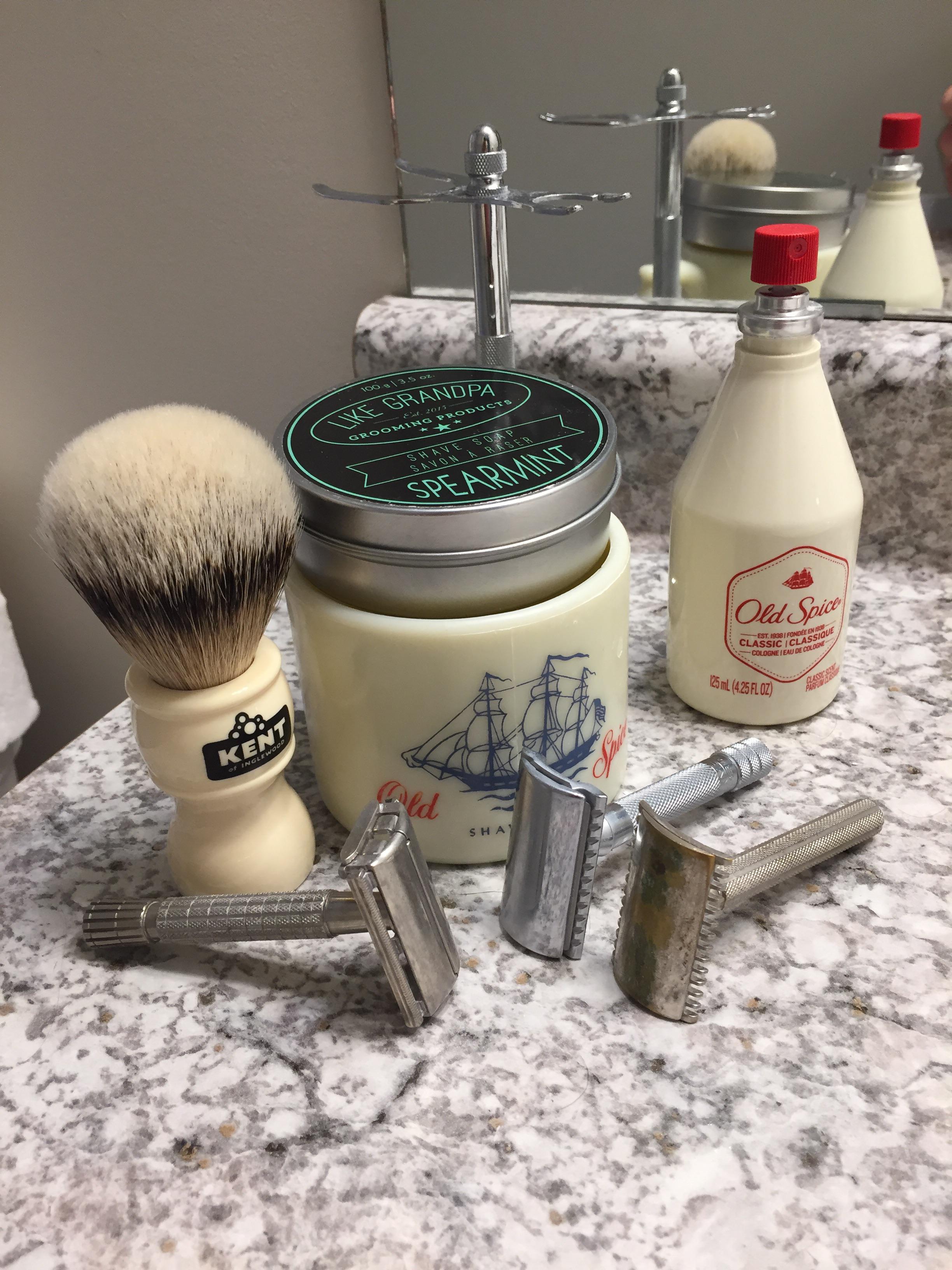 My small collection of modern and vintage shaving stuff acquired over