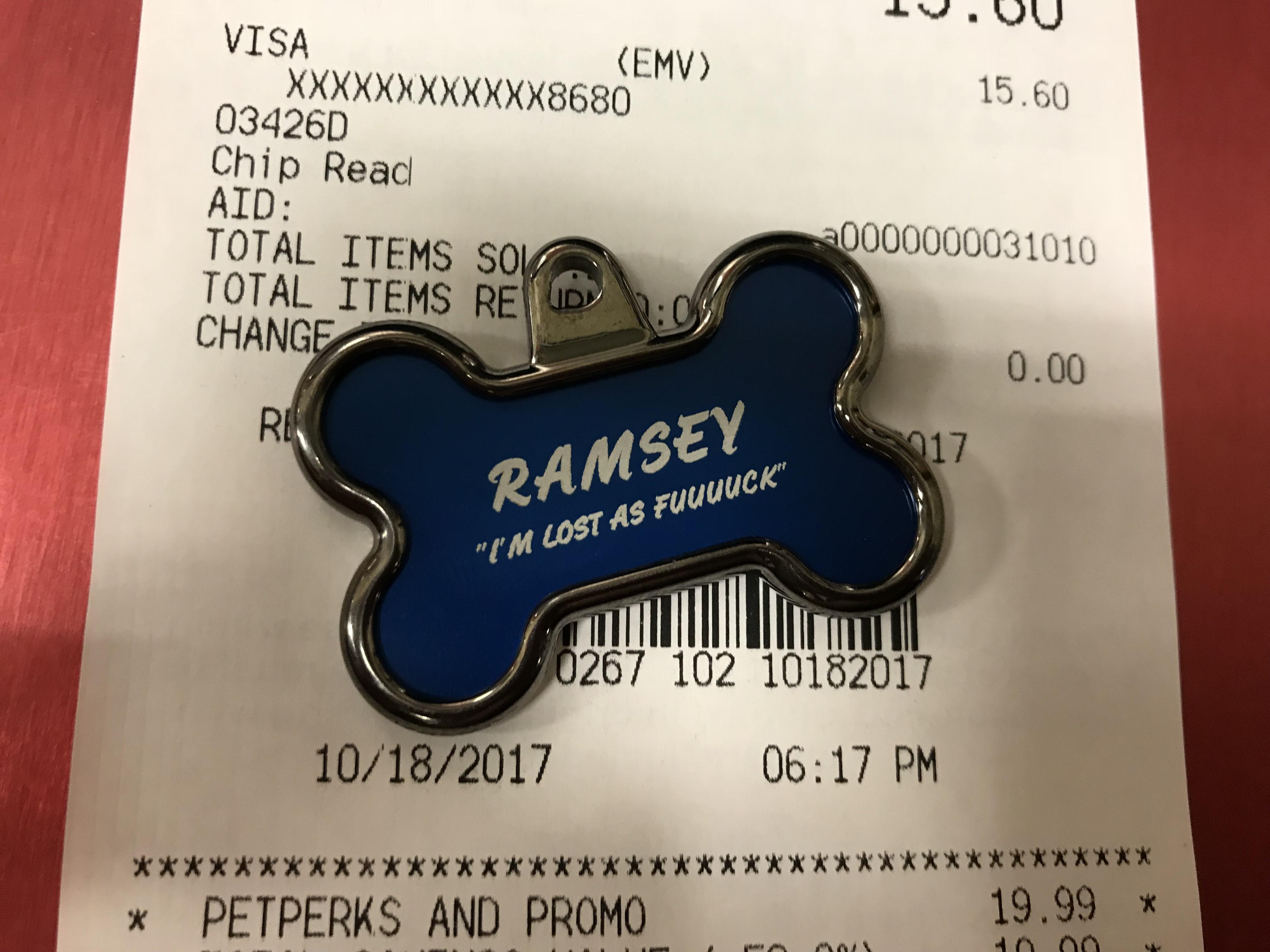 Finally got our new puppy his tag! r/funnysigns