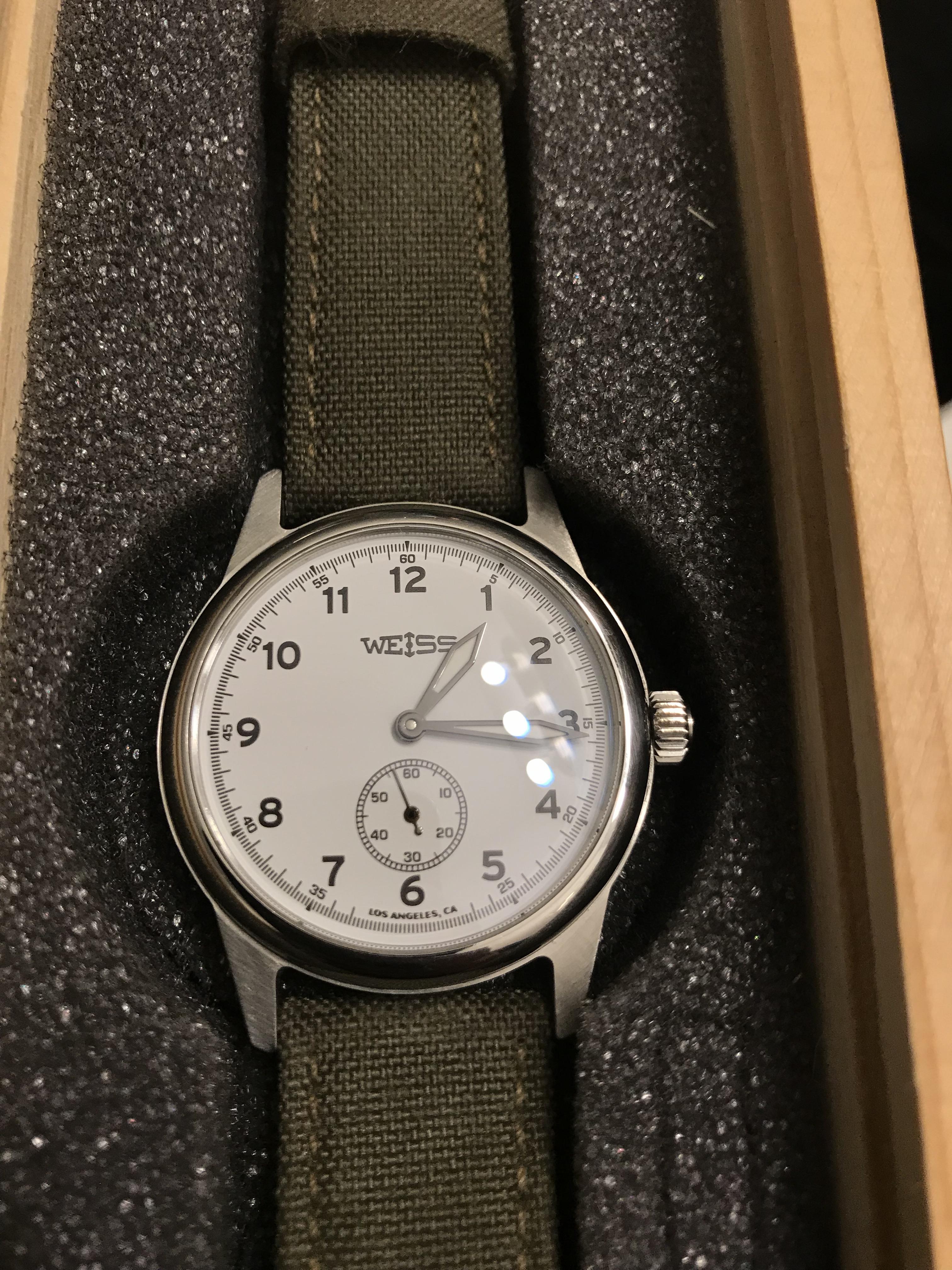 [WTS] Weiss 38mm Field Watch in whiteFull Set 700 r/Watchexchange