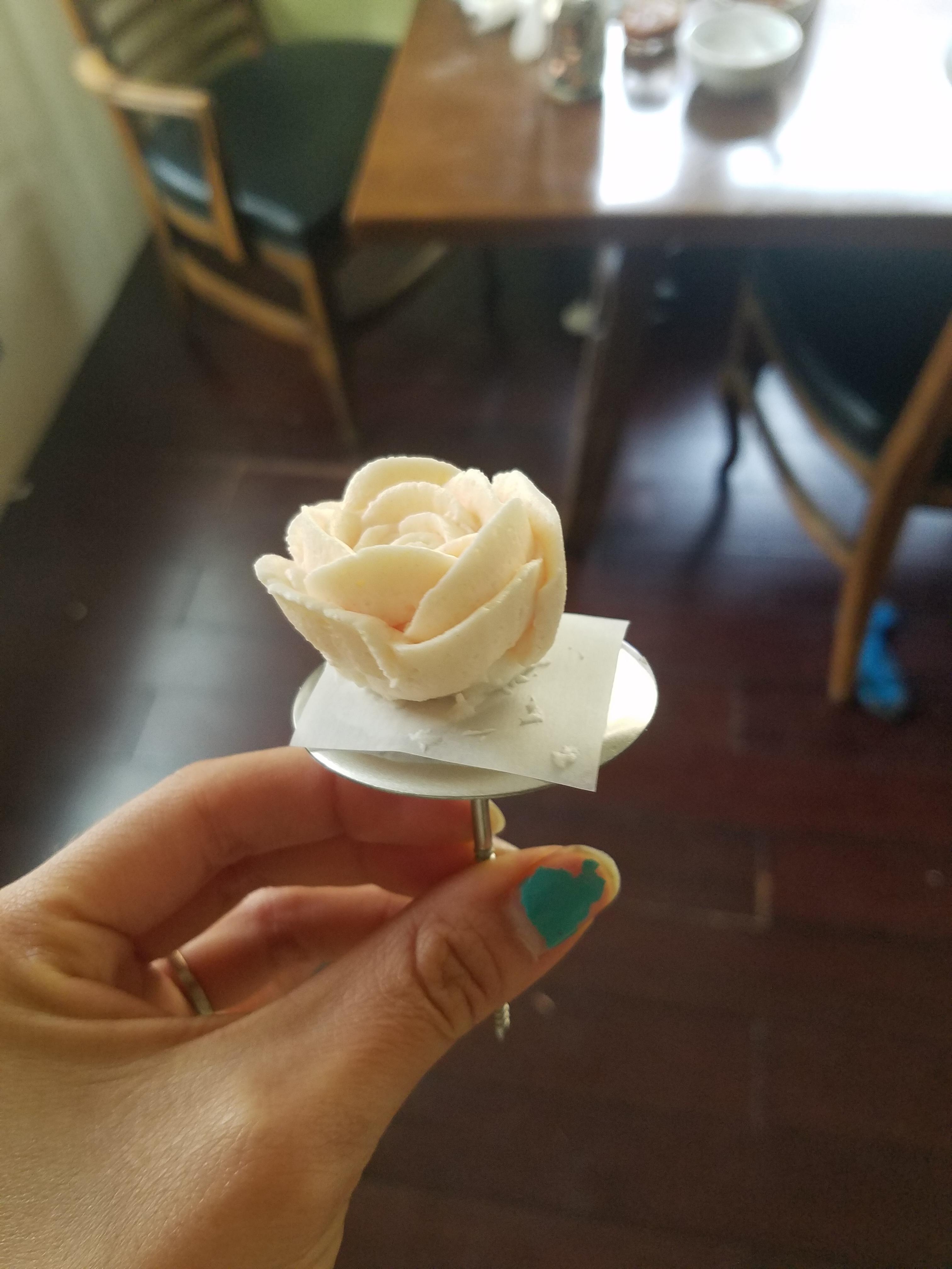 First time making "buttercream" flowers. Quotes because I used