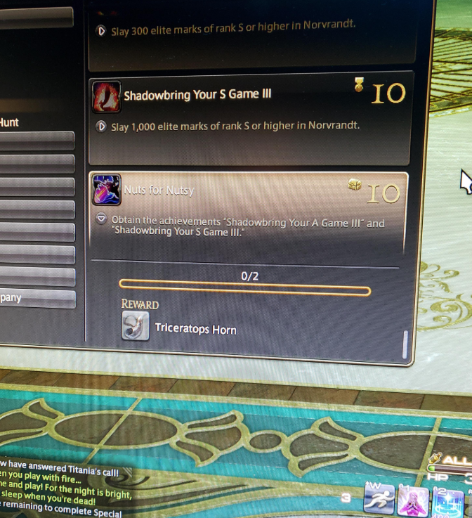 The Triceratops is a HUNT Mount. (1,000 S Rank Elite Marks) r/ffxiv