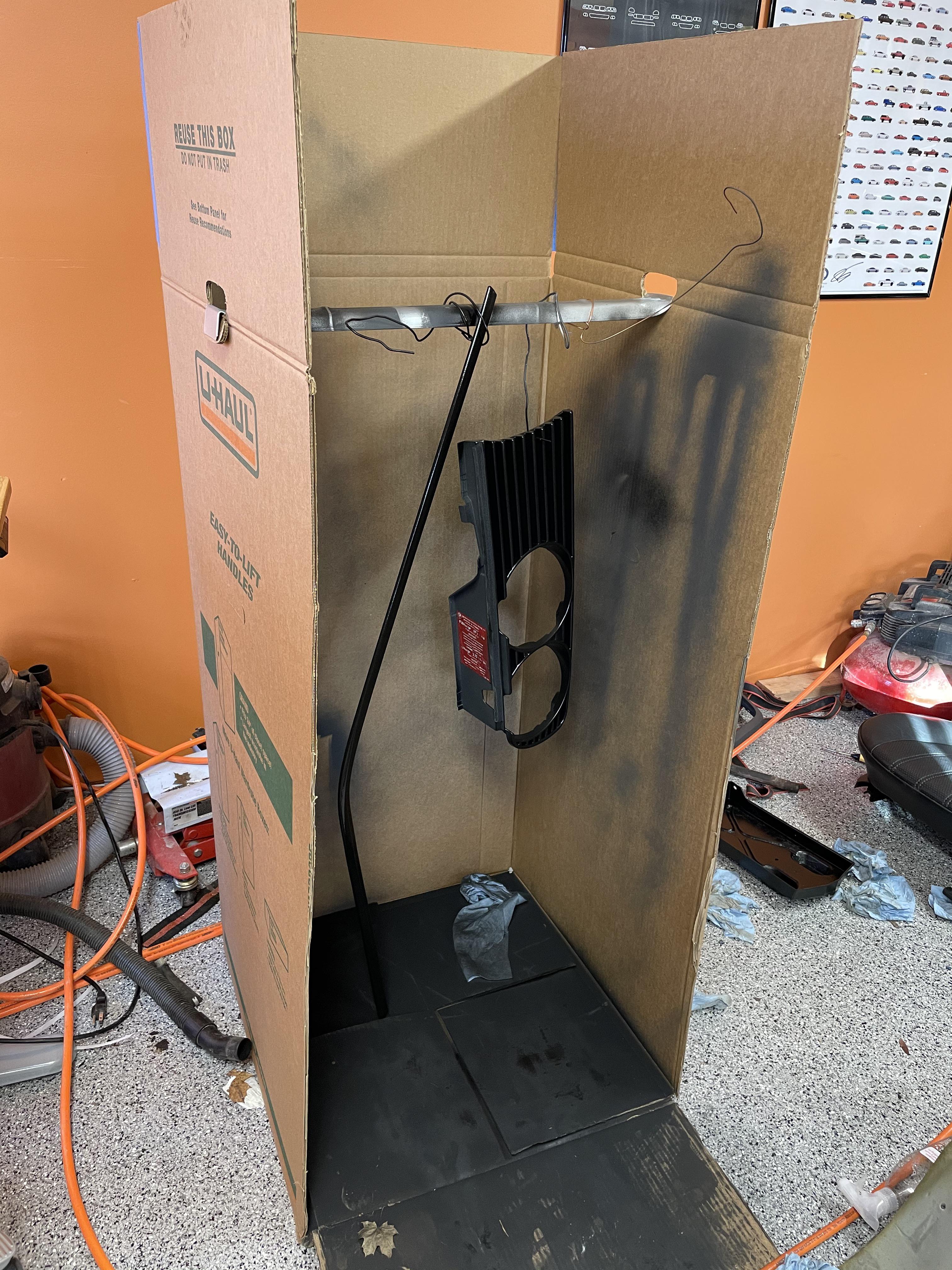 Uhaul wardrobe boxes make pretty decent makeshift spray studios r