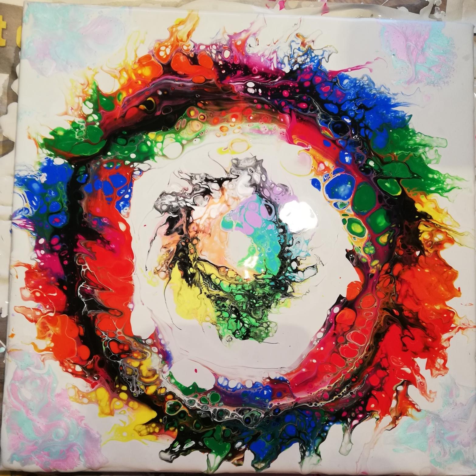 Rainbow Circles, acrylic paint, 30x30cm r/Art