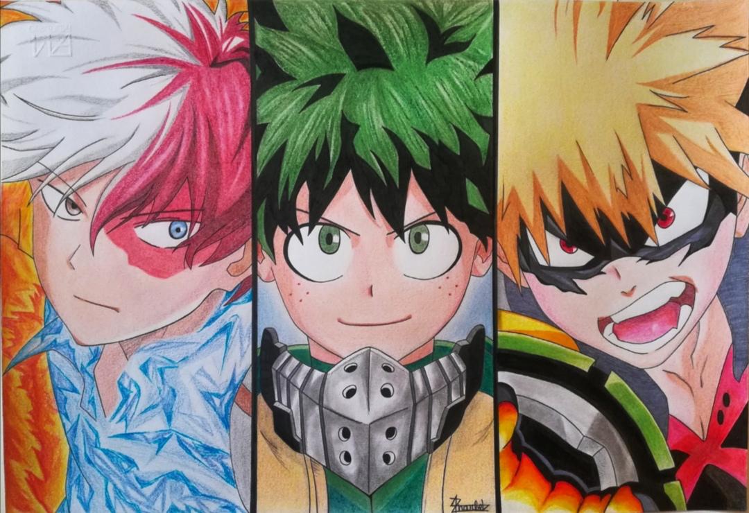 My drawing using crayons(shoto deku bakugo) r/BokuNoHeroAcademia