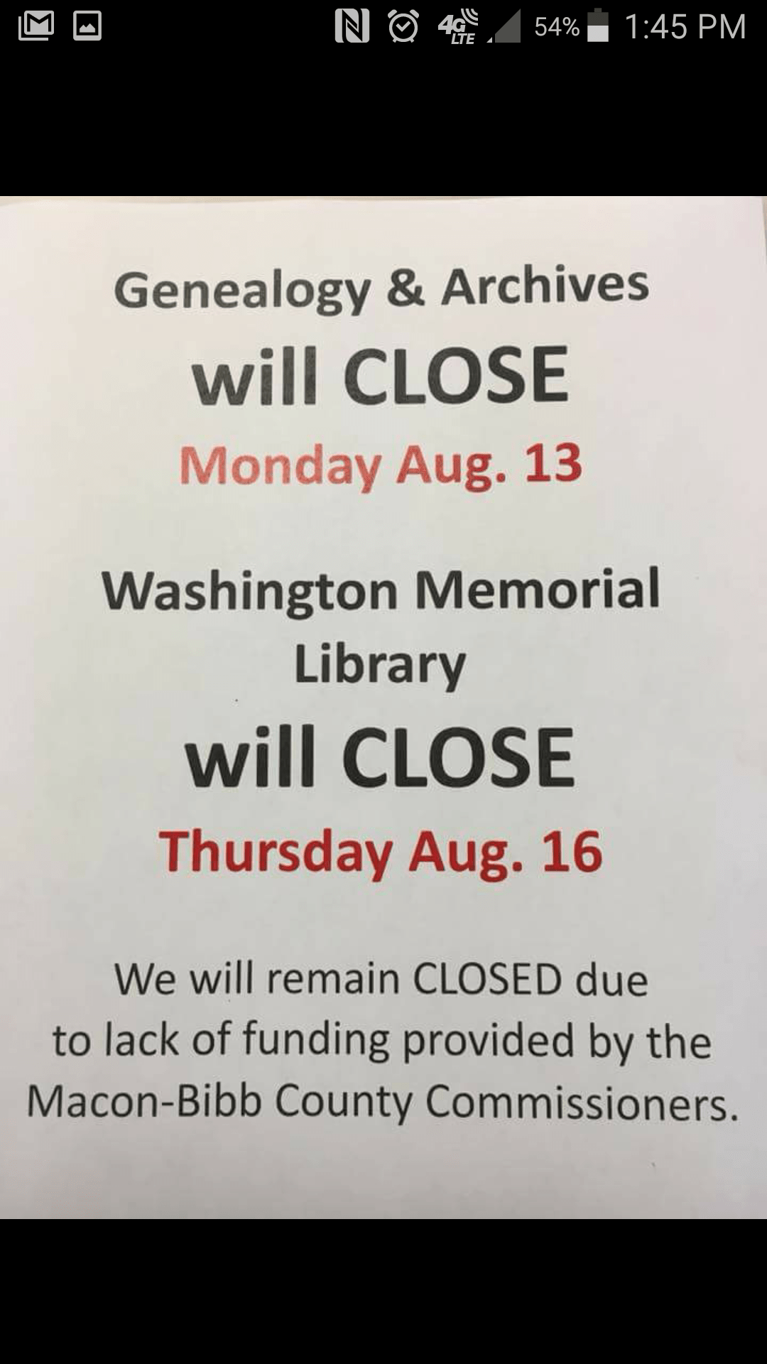 So as of the 16th of August, we won't have a library until