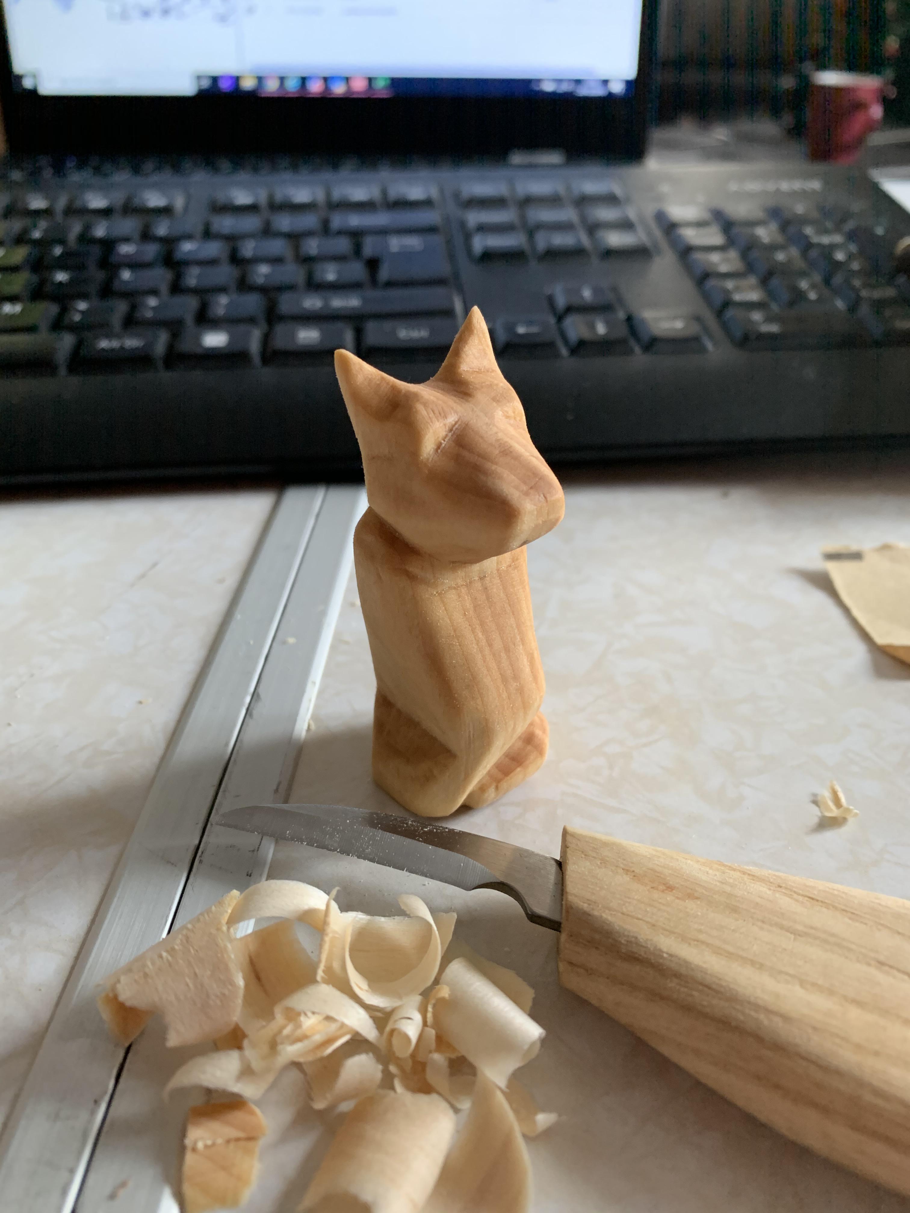 Wood carving Handcarved a spoon with rat as a handle for christmas