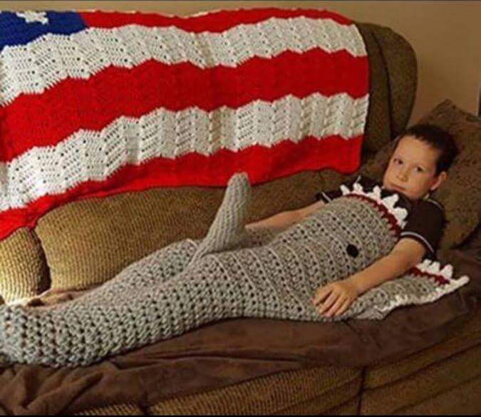 Anyone interested in hand crocheted shark blankets? r/funny