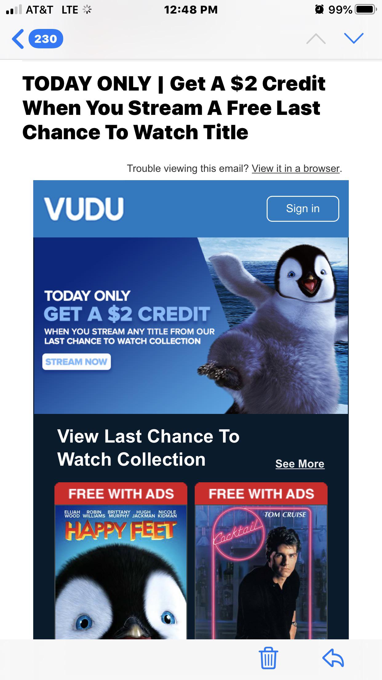 Only today by midnight vudu