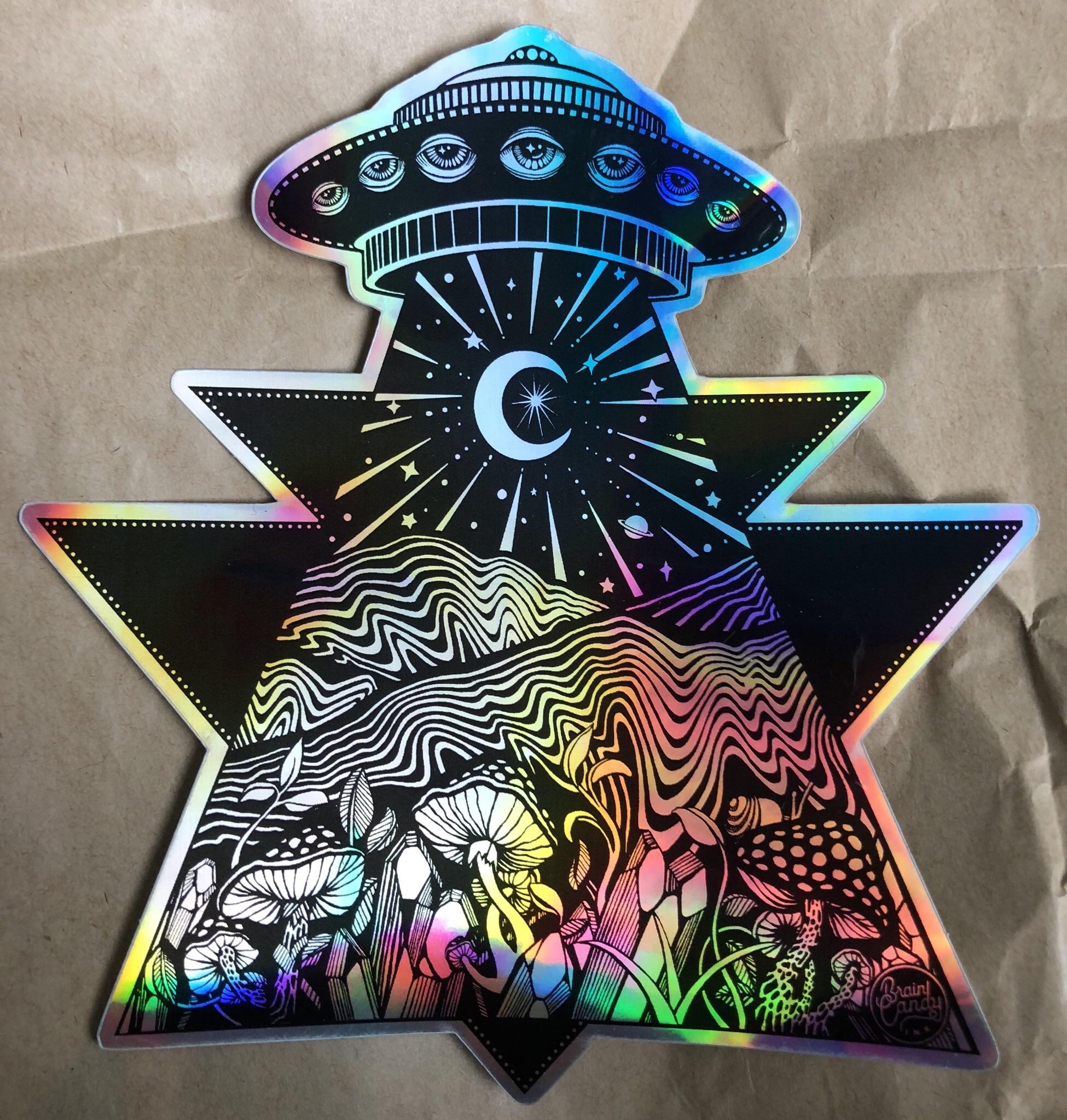 new sticker by Asheville artist collective Brain Candy Ink r/shrooms