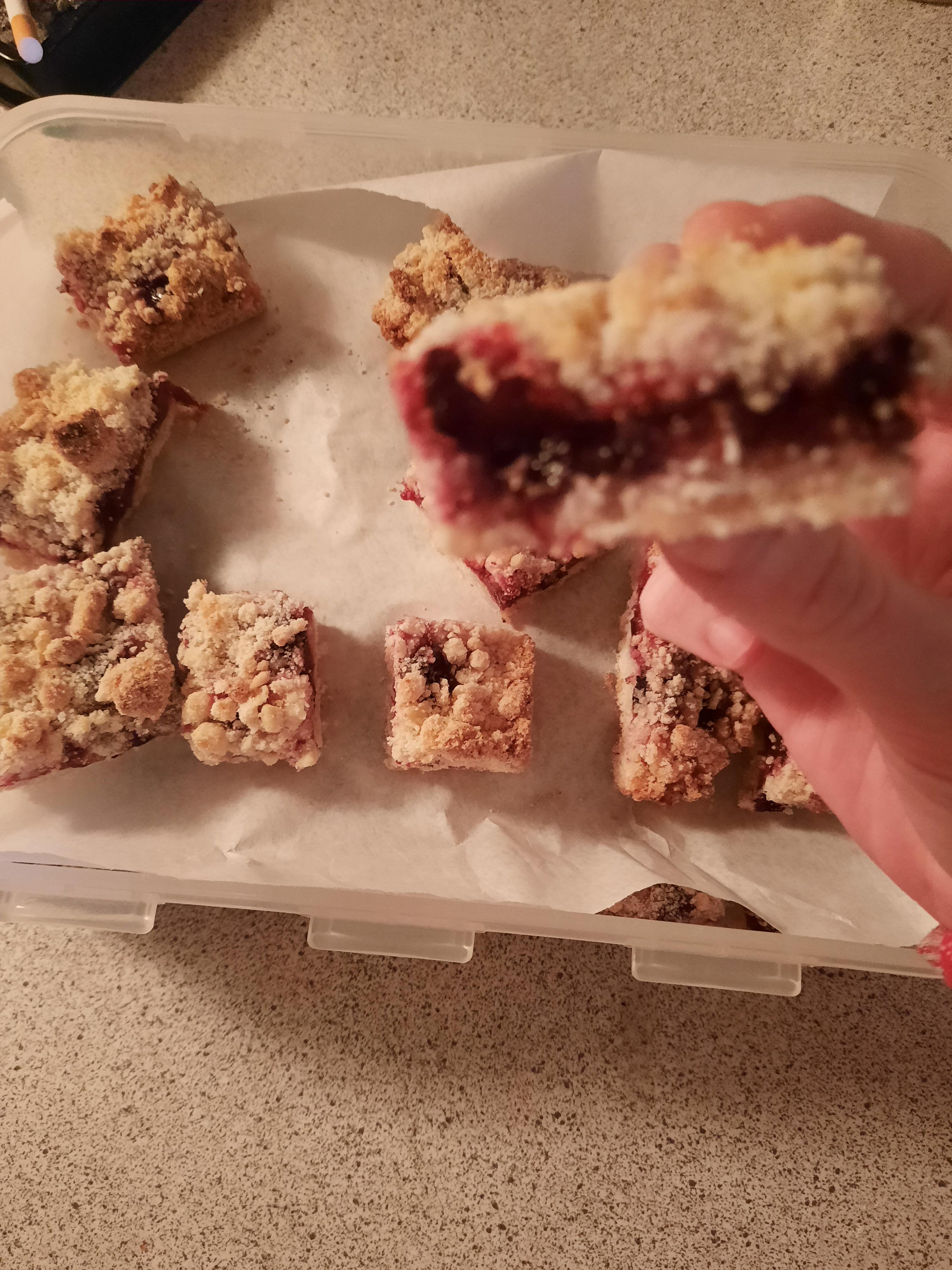 Baking my first 4 berry crumble and without an electric mixer, they