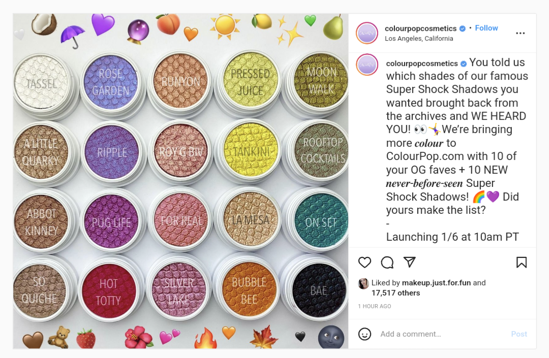 ColourPop, New Release, 10 new Super Shock Shadow shades and 10