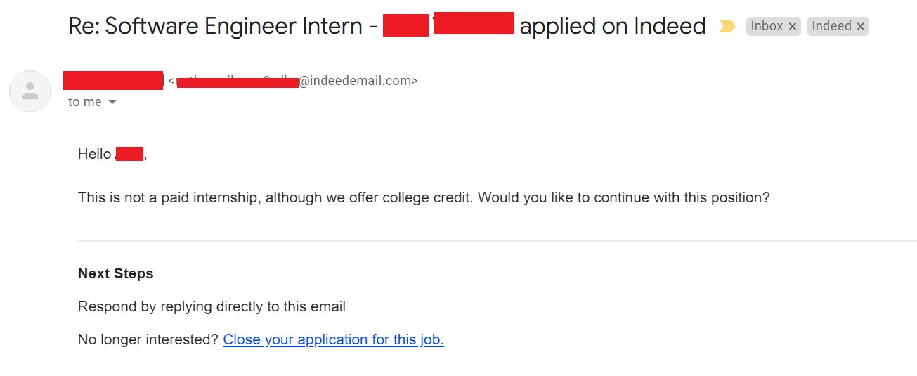Unpaid, 6 month Software Engineering internship mildlyinfuriating