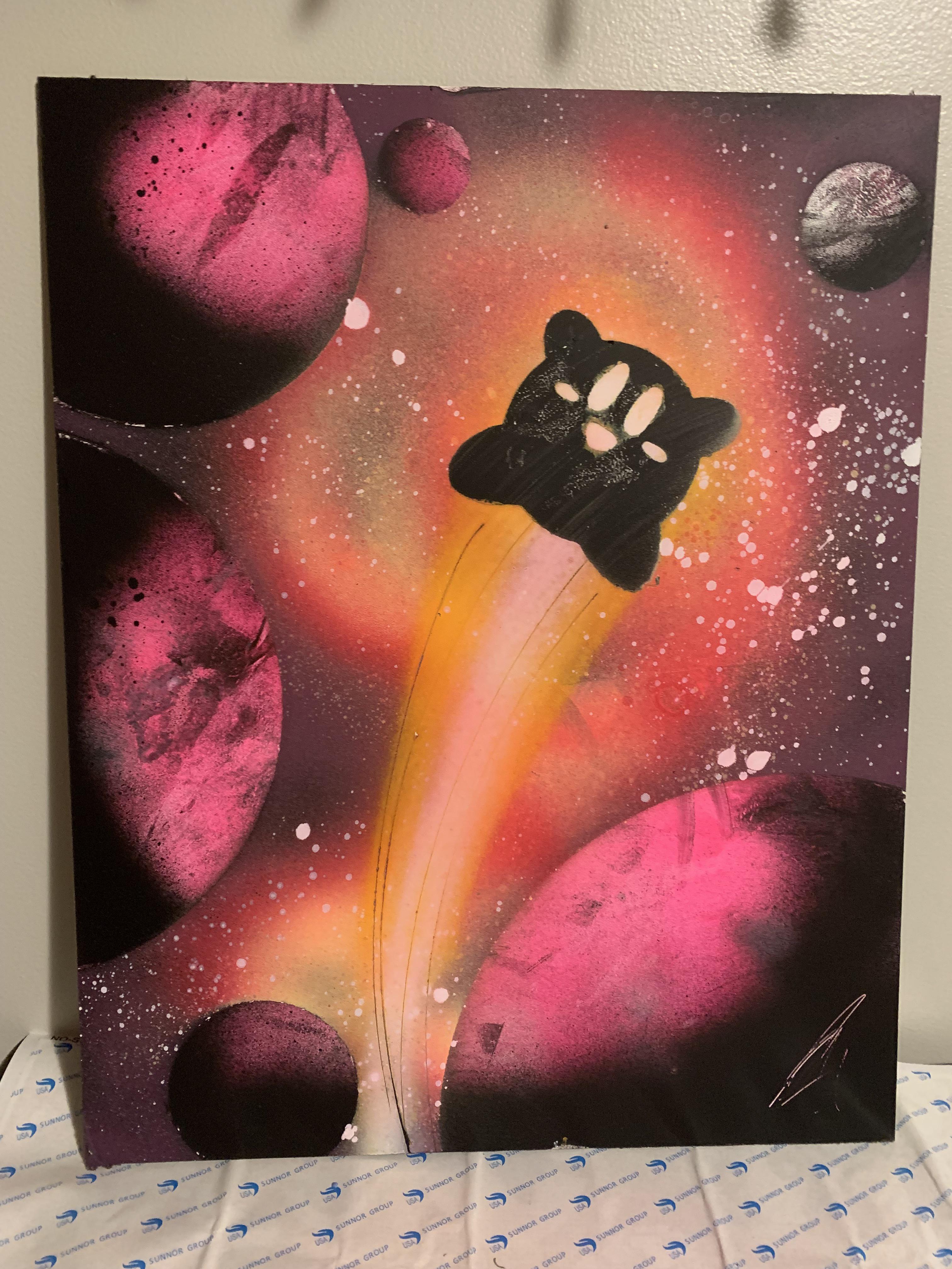 Got this awesome Kirby spray paint art done by Nathan Salmon at a