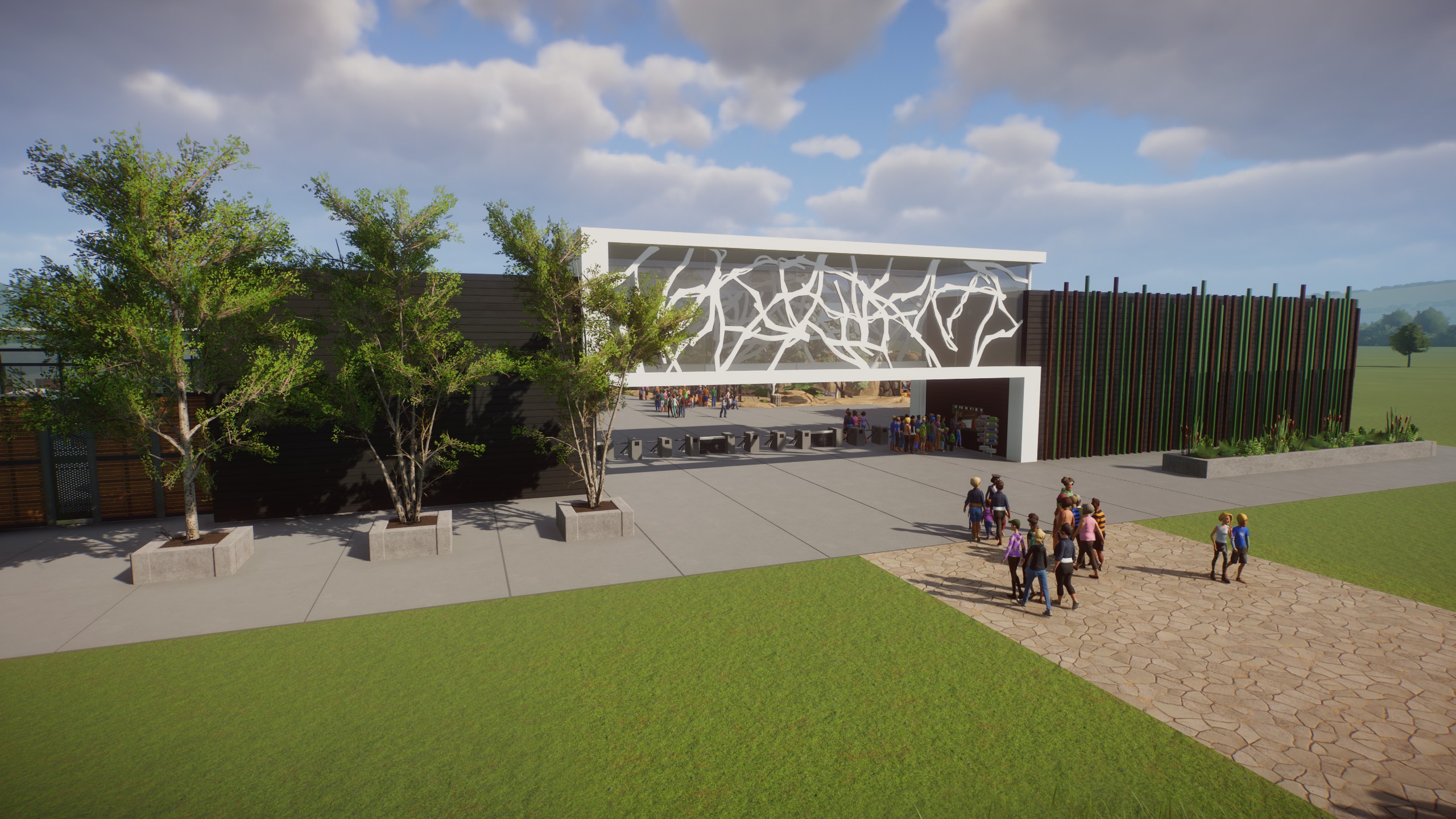 Made a modern zoo entrance (download in comments)