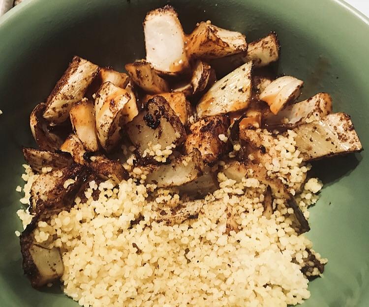 Shawarma spiced roasted fennel & ginger couscous (193 calories) r