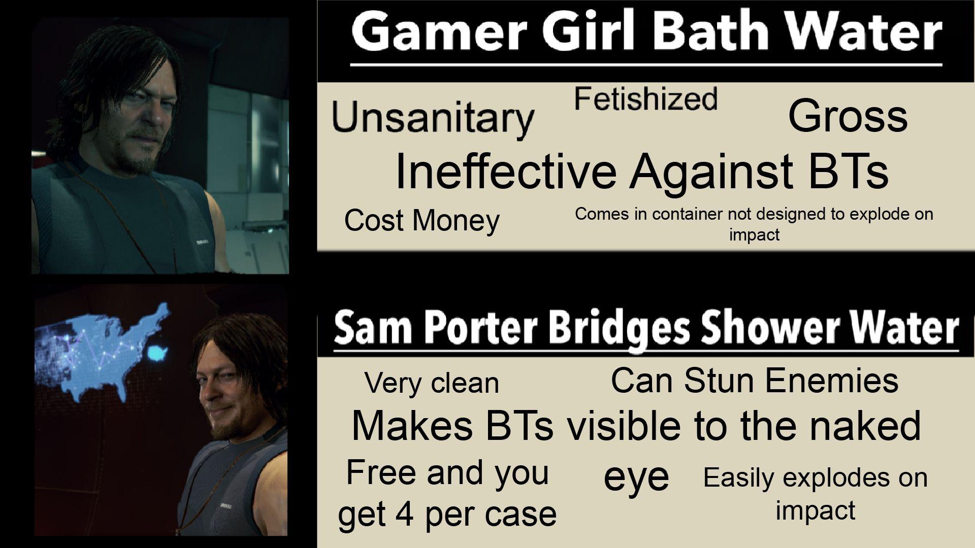 Bath Water VS Shower Water r/DeathStranding