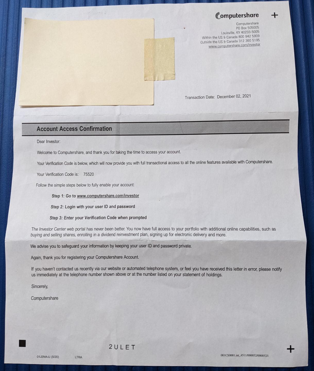 Please Offer Two Factor Authentication computershare