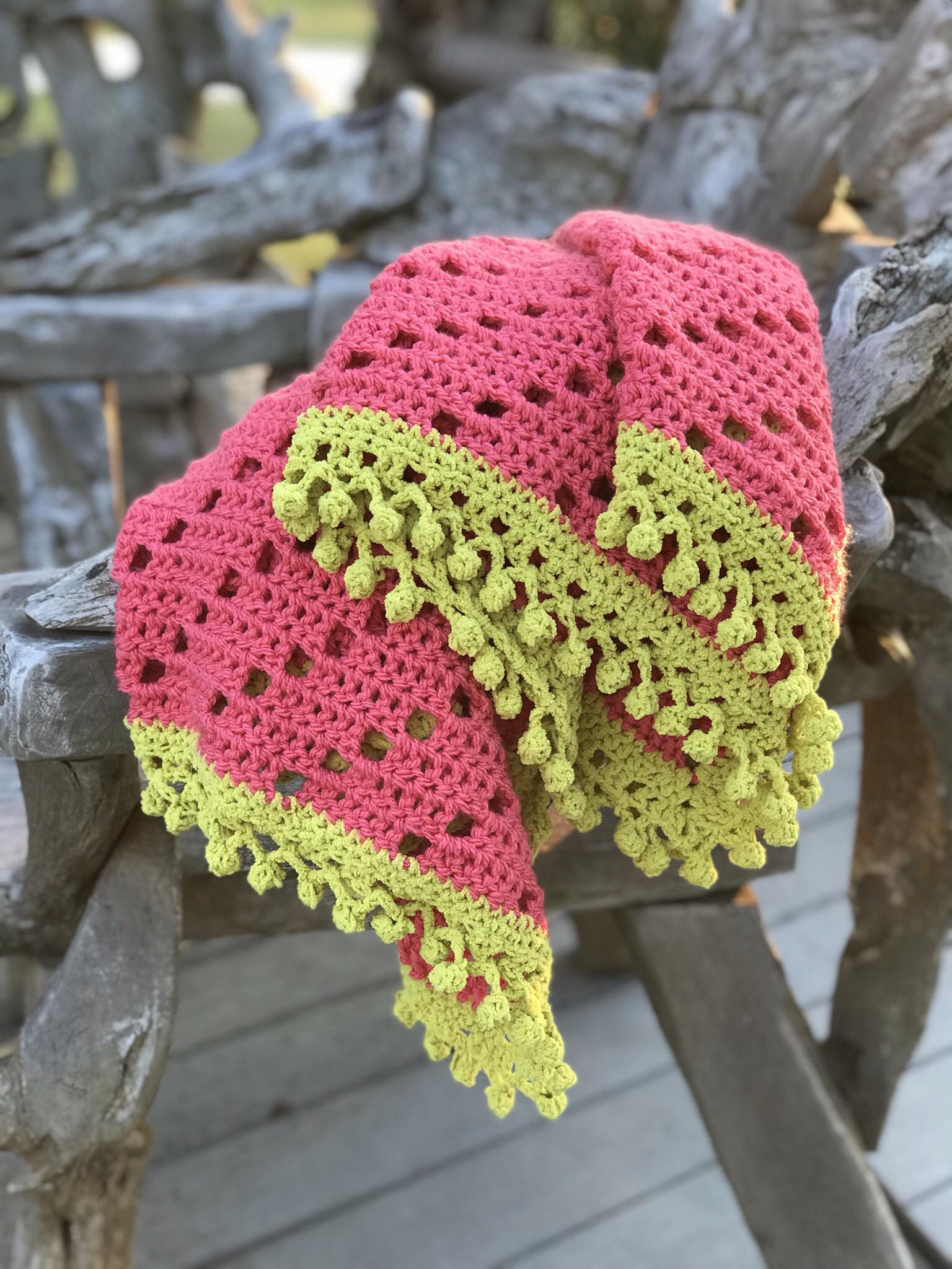 First time doing a bobble border, the Which Way Filet pattern, and