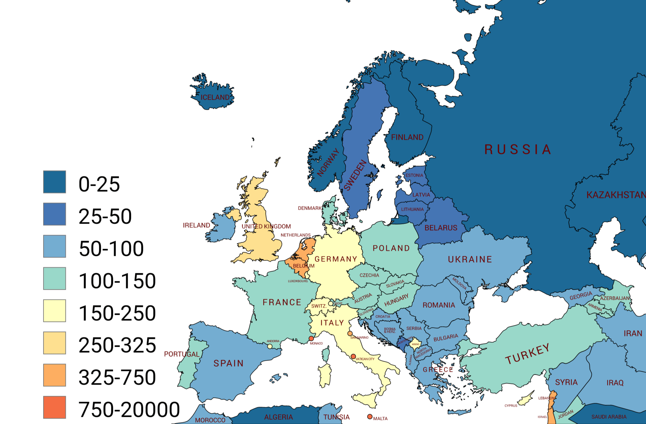 Population Density Map Europe
