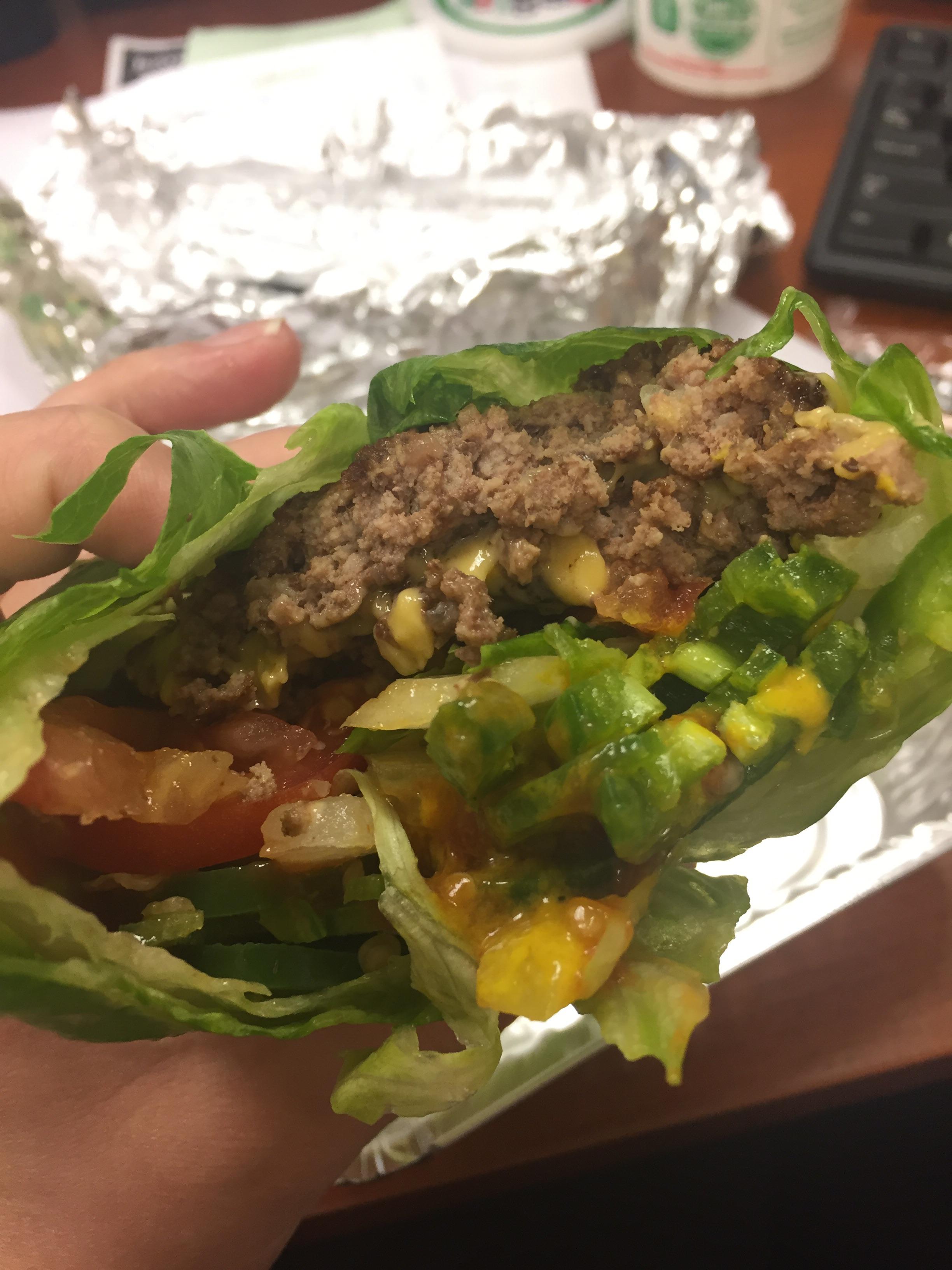 Bunless five guys cheeseburger. I died a little it was so good. Also