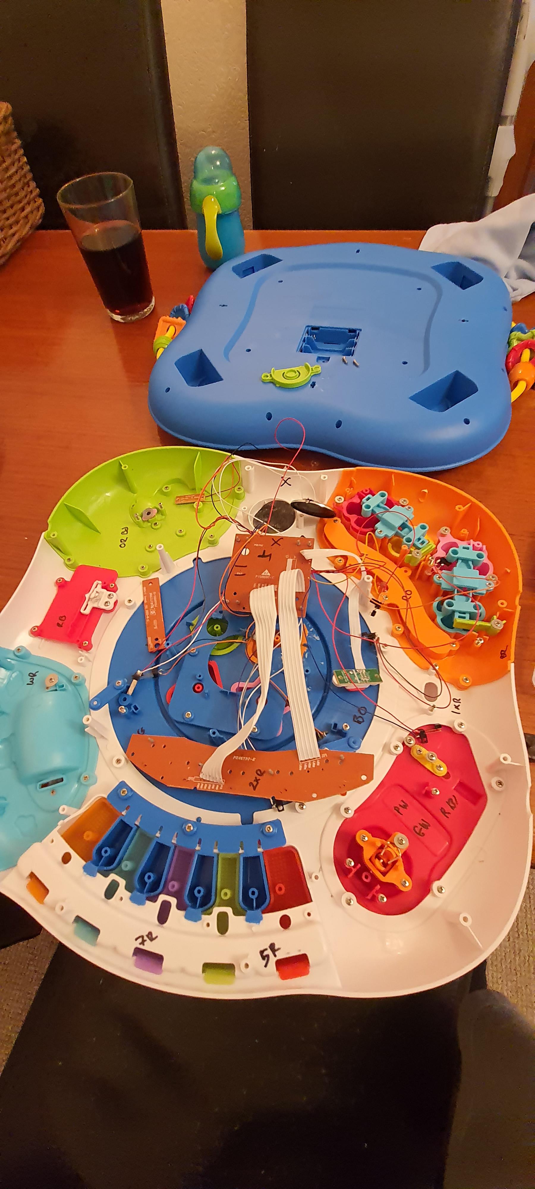 My kid threw up in his activity table, I think it was wired up by