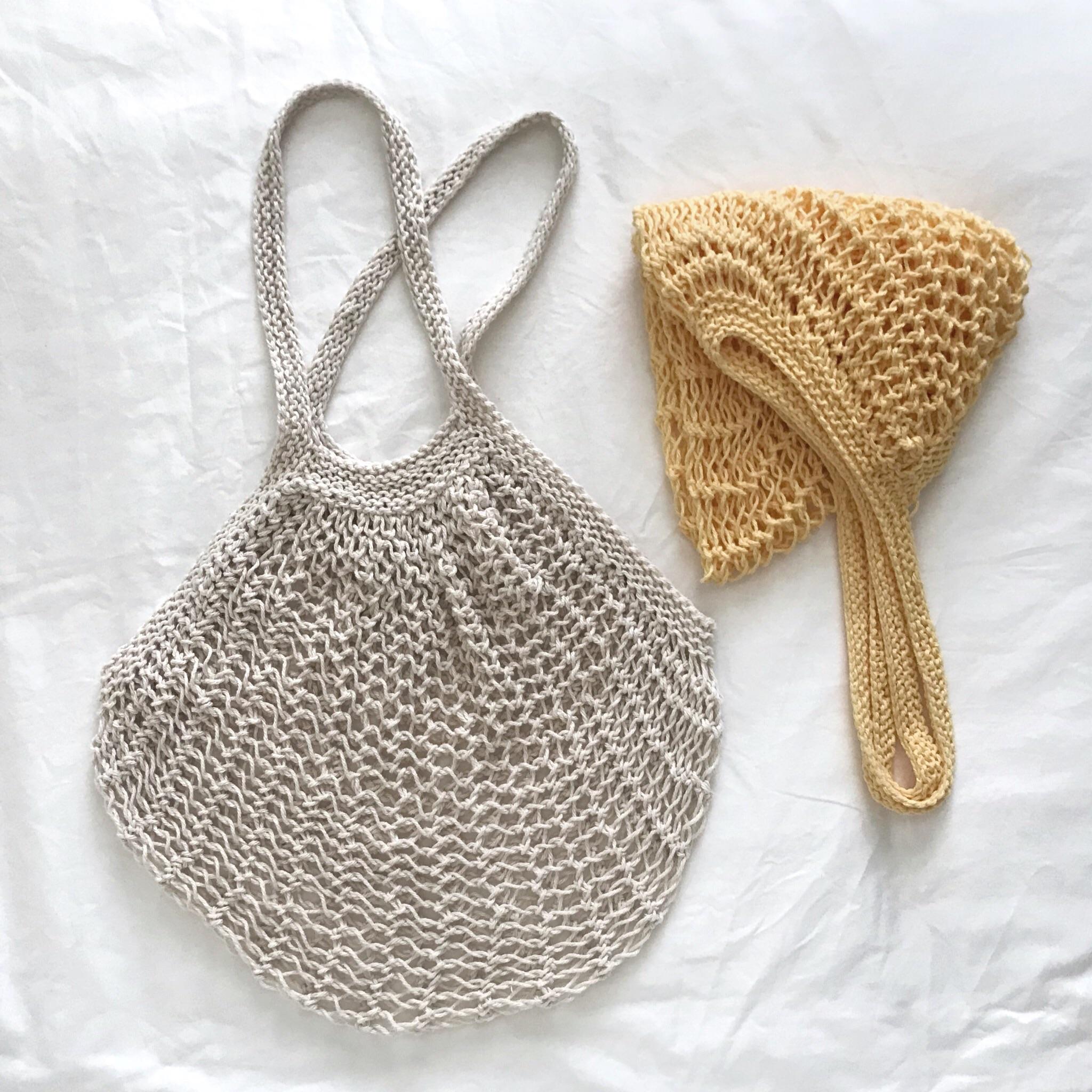 French mesh market bags in cotton yarn r/knitting