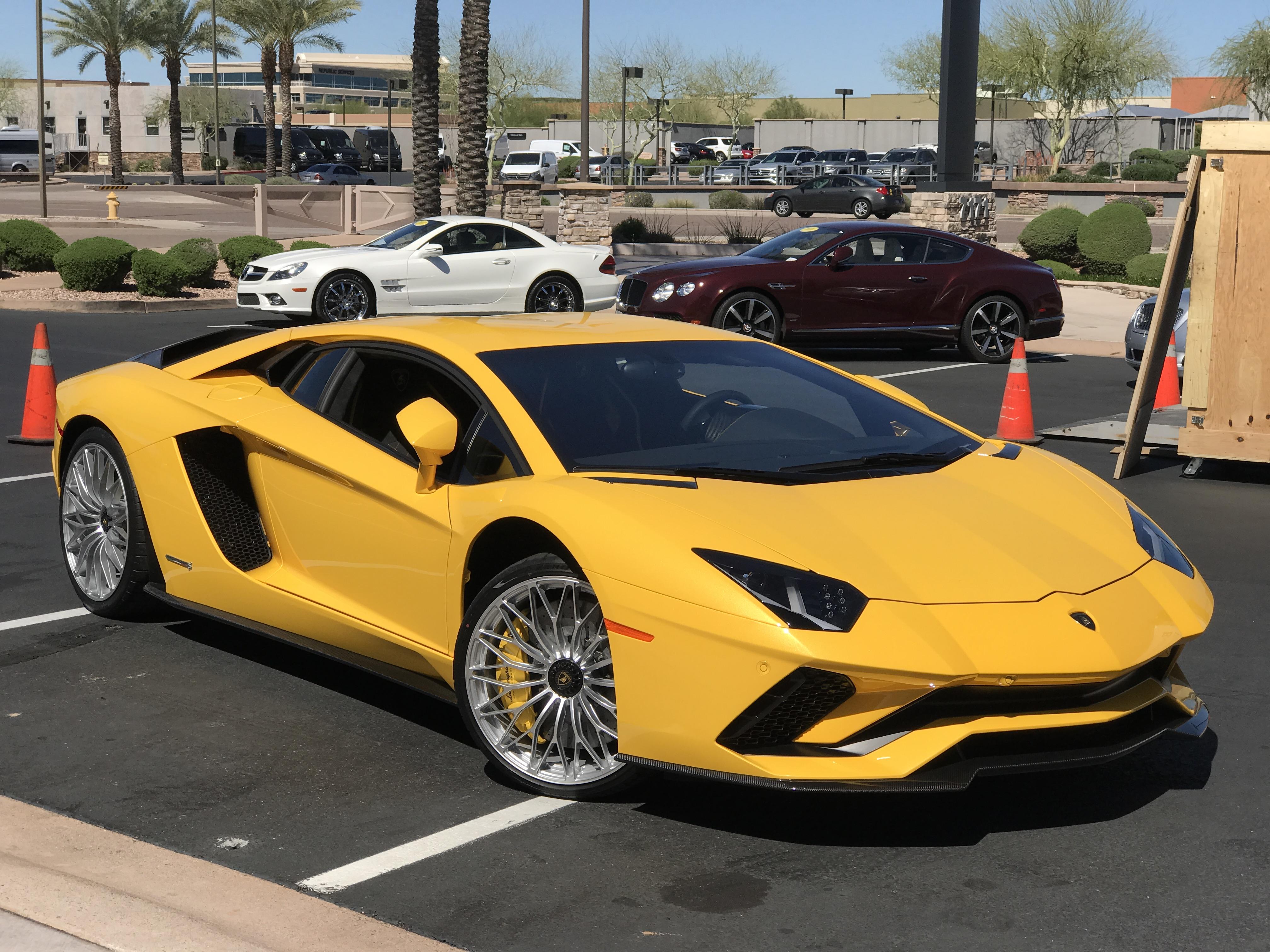 The Aventador S just got dropped off at the local dealer