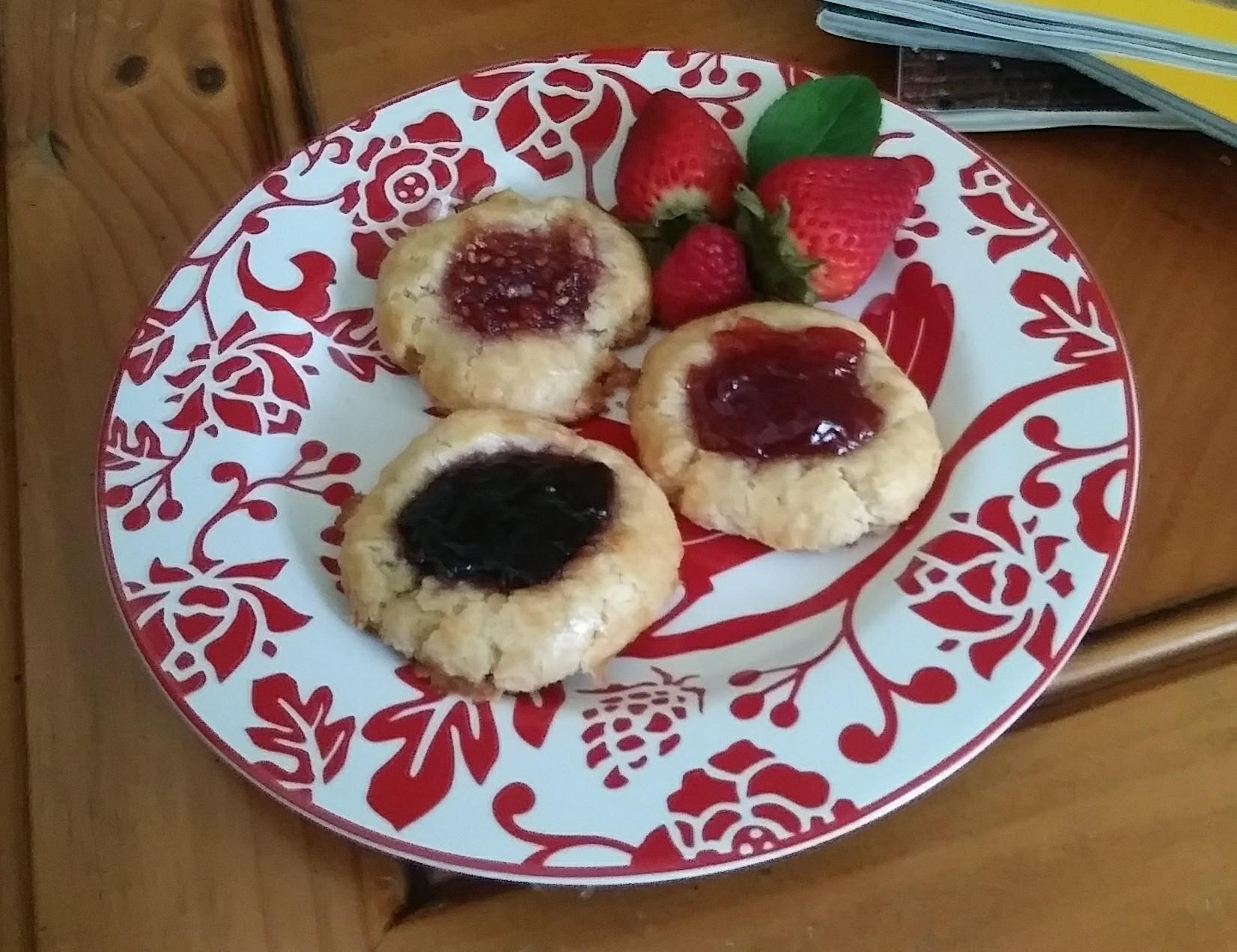 Strawberry, Raspberry, and Blackberry Jam Thumbprints. r/FoodPorn
