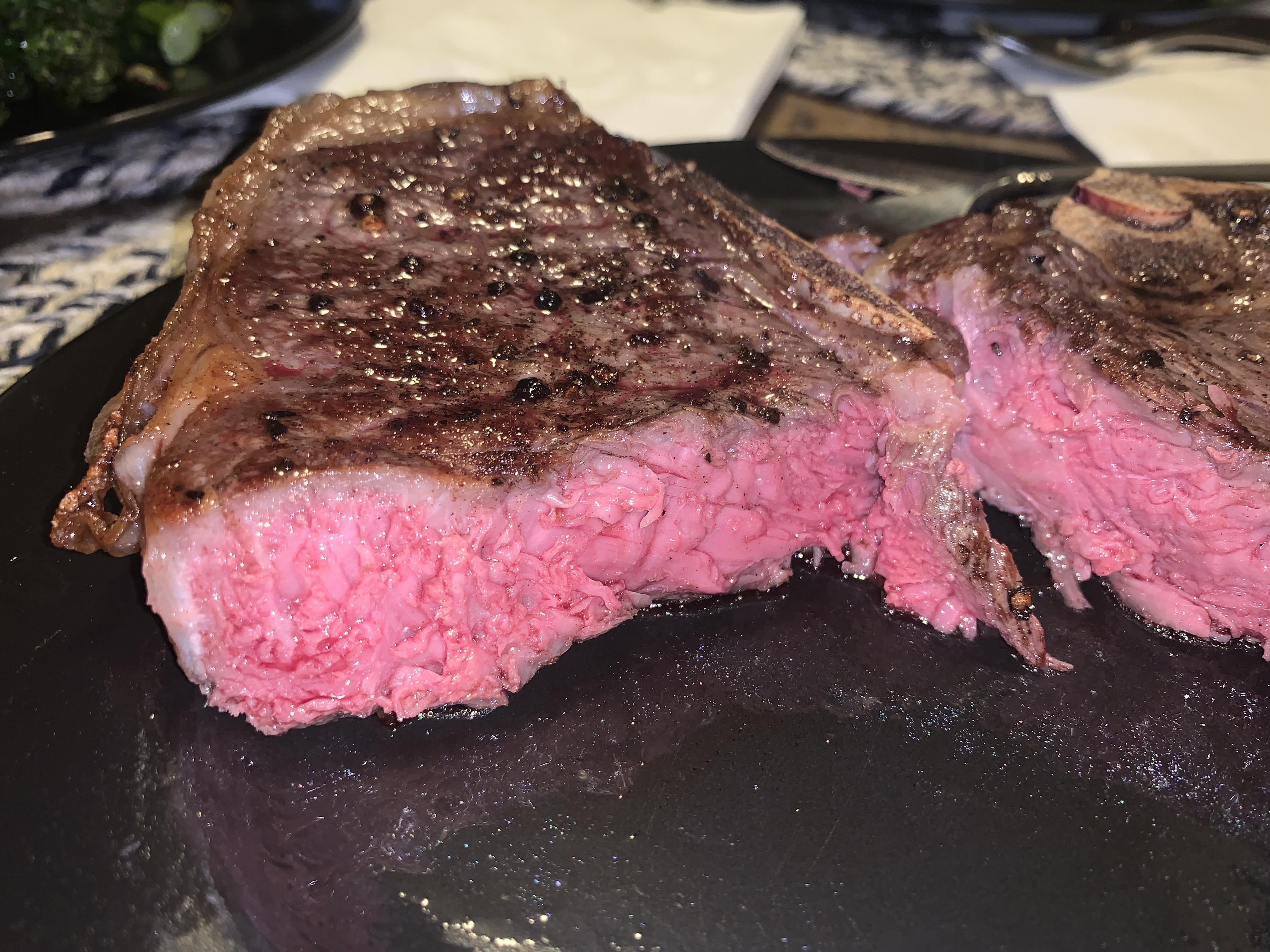 Dry aged shell steak. Sous vide 1 hour at 135, seared on cast iron for