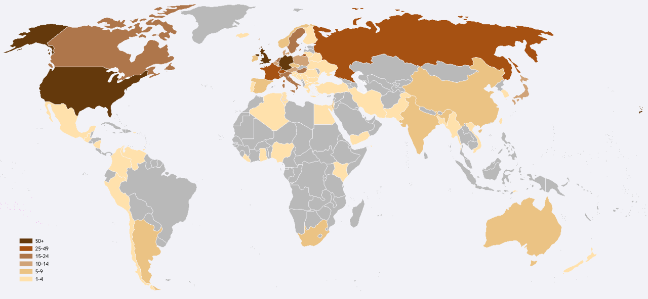 Map of Nobel Prize Winners by Country [1357x628] r/MapPorn