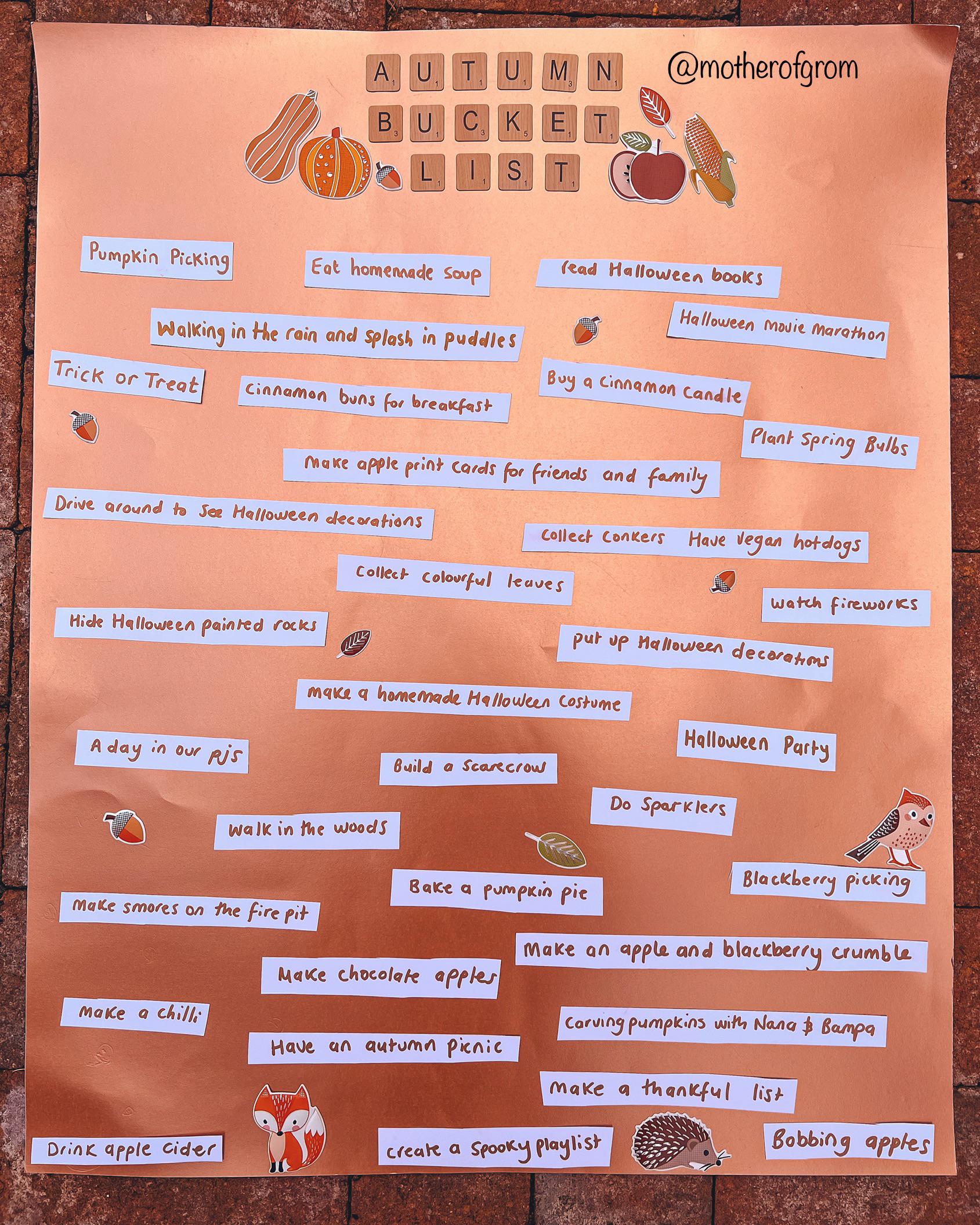 Fall bucket list I made with my children r/crafts
