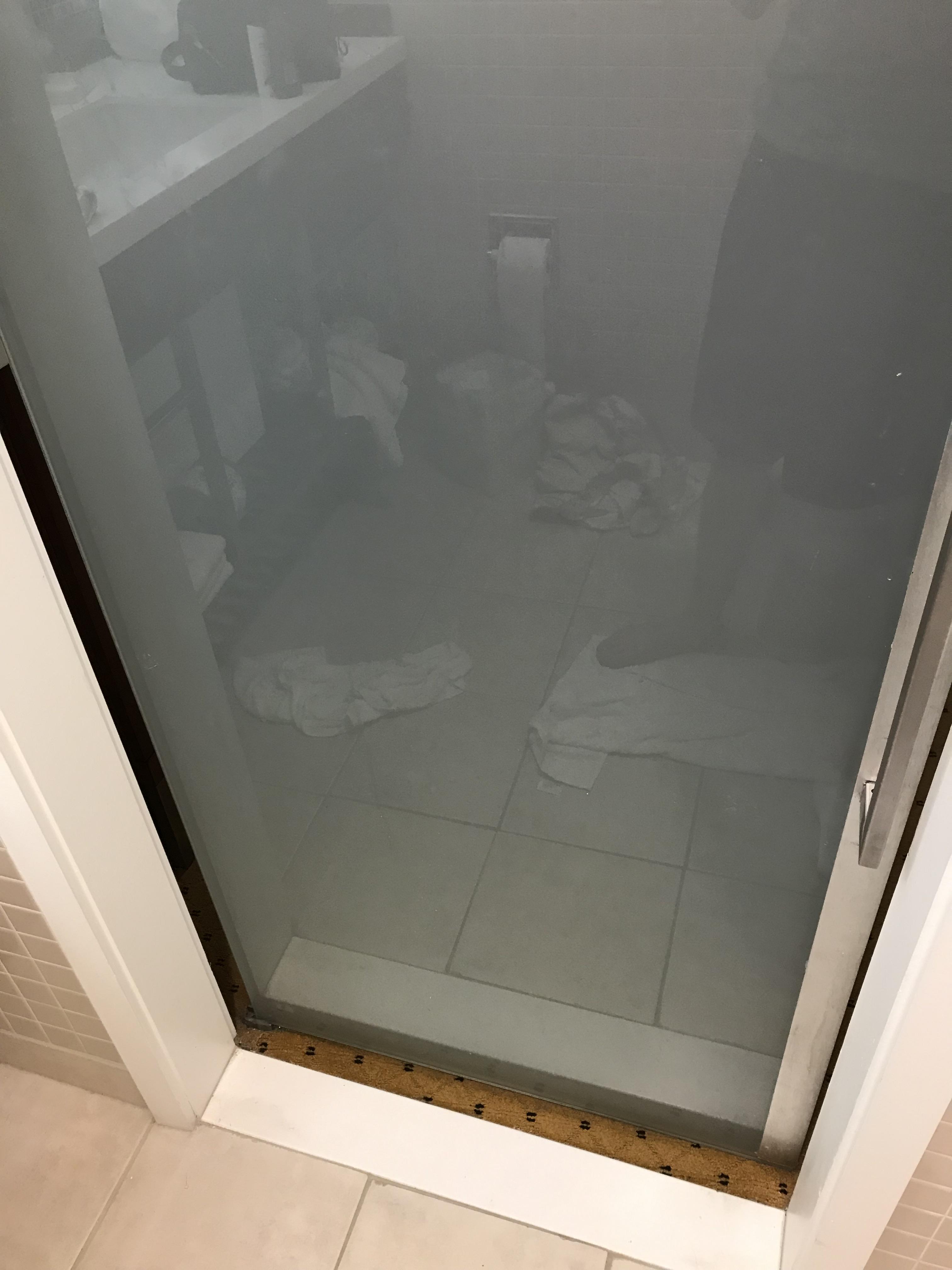 The bathroom door in this hotel has no lock and doesn’t line up with