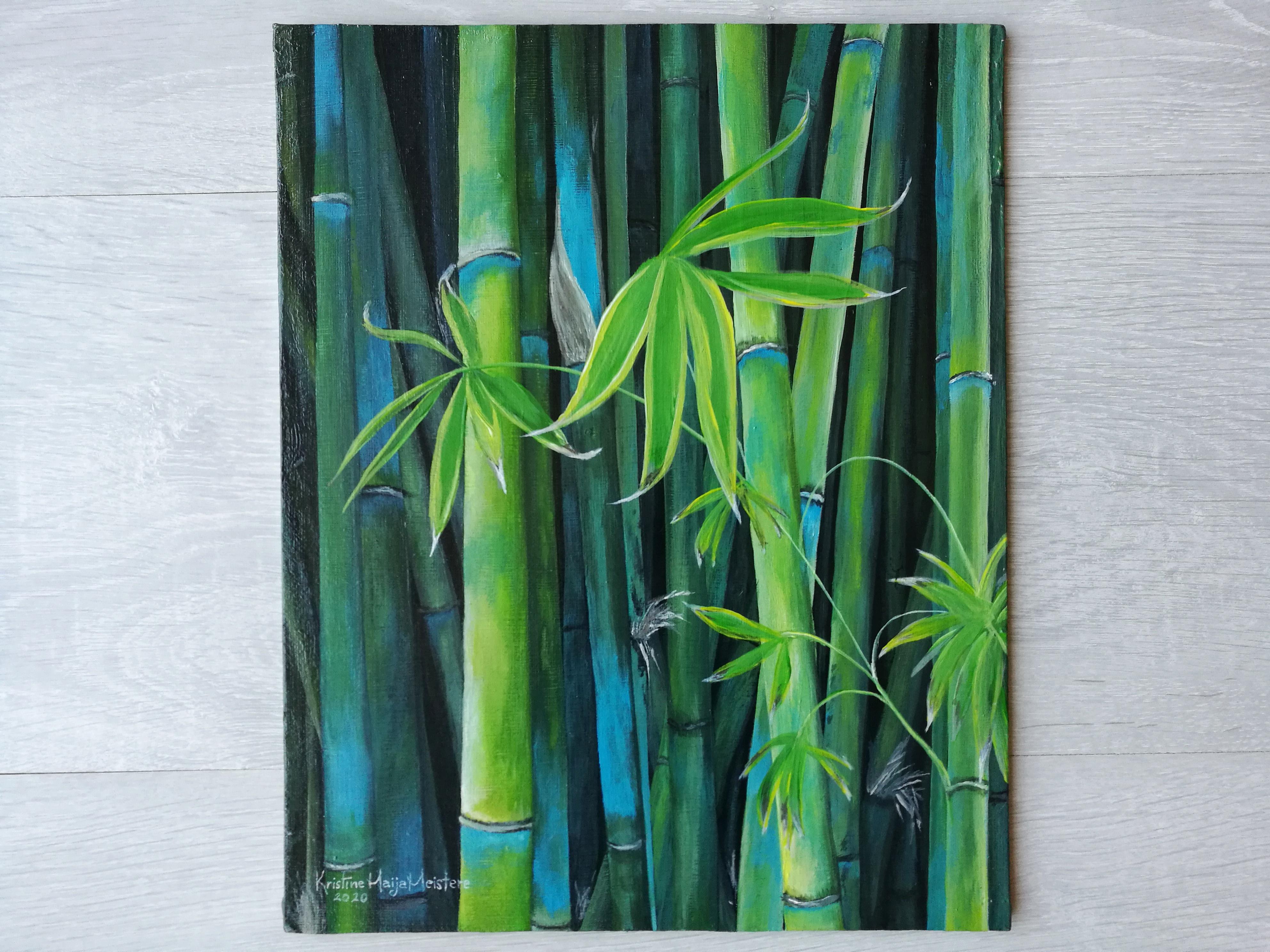 Among The Bamboos (24x30cm) acrylic painting on canvas cardboard