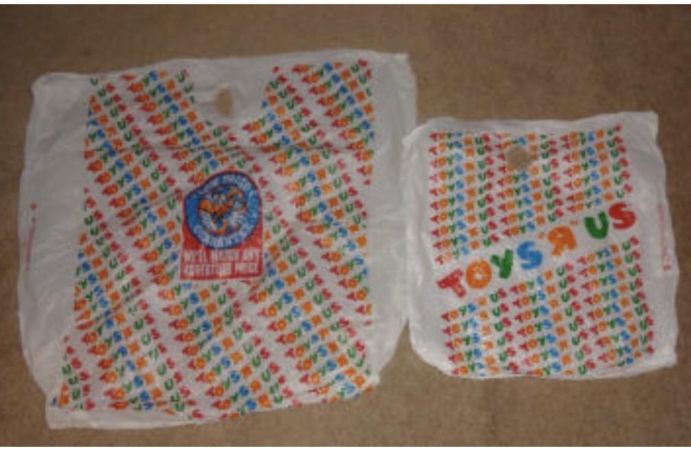 I was always excited to see these toys “r” us bags in the house !! r
