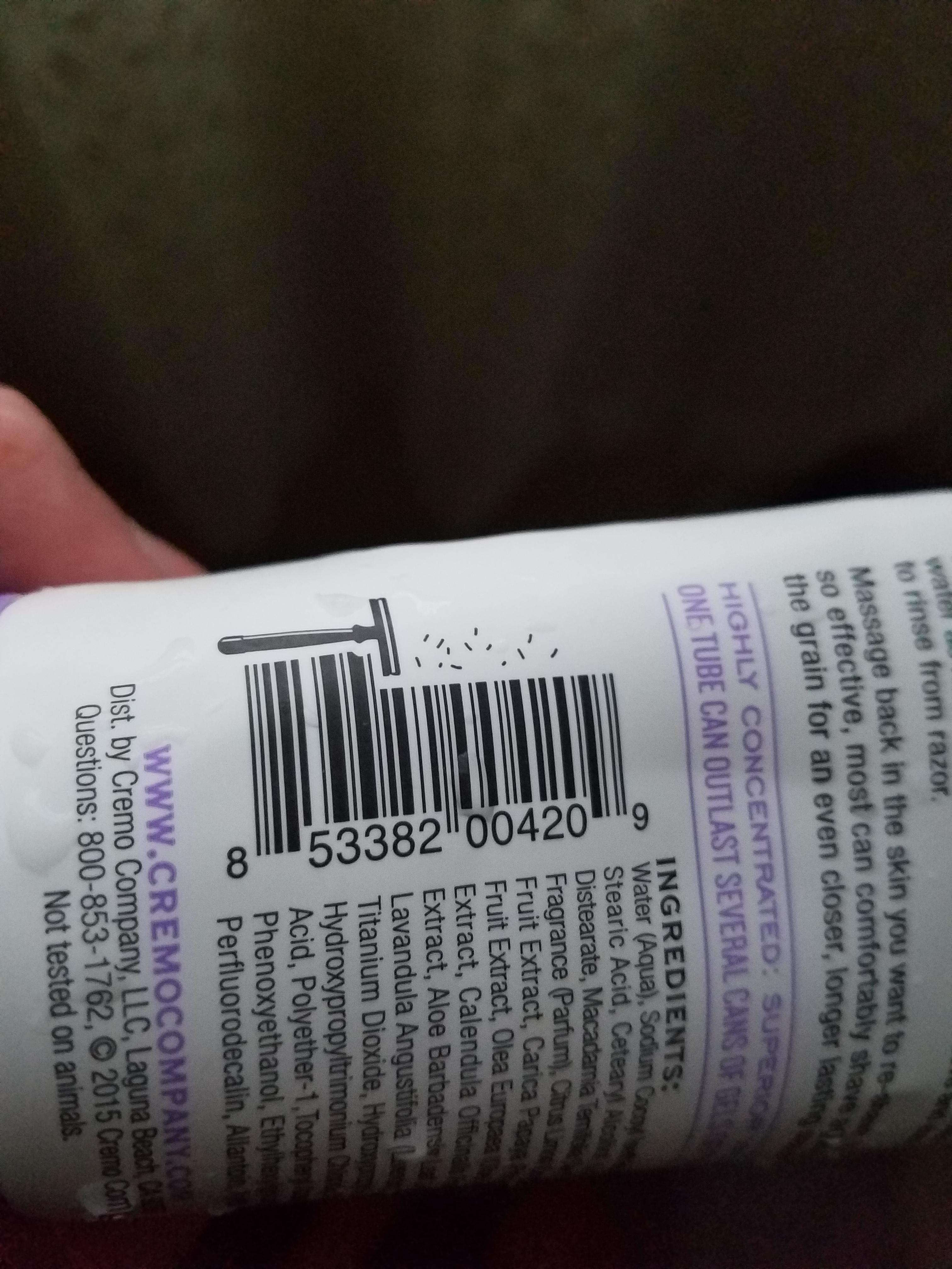 This shaving cream bottle with the barcode being shaved off r