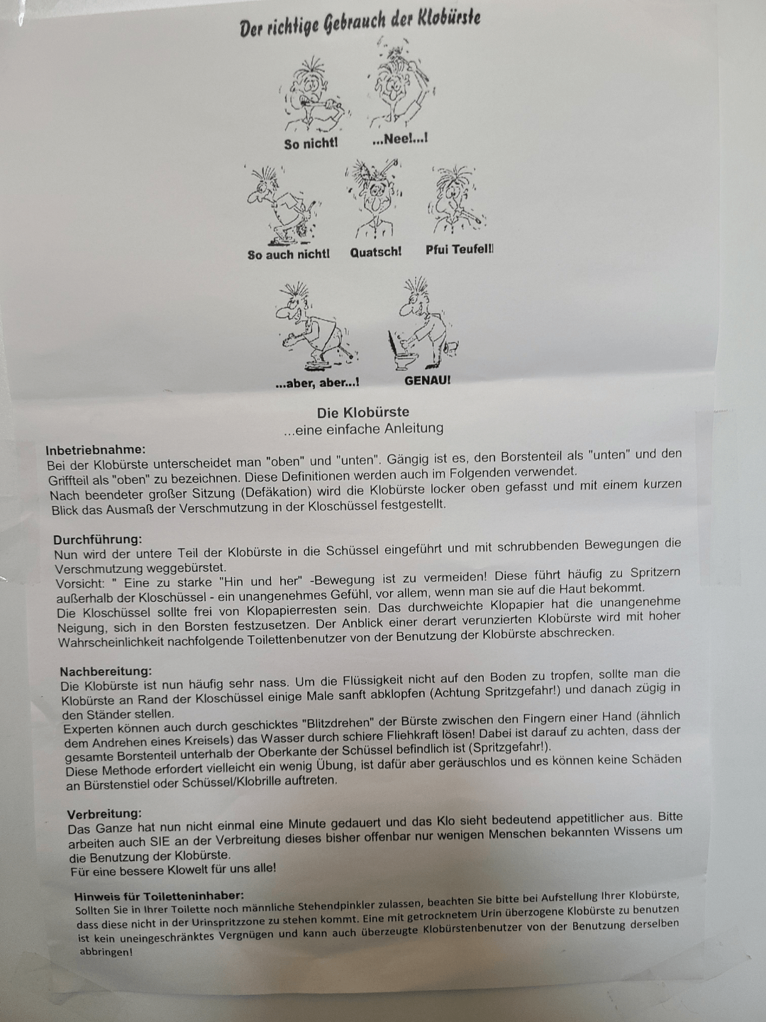 Der richtige Gebrauch der Klobürste : r/aberBitteLaminiert