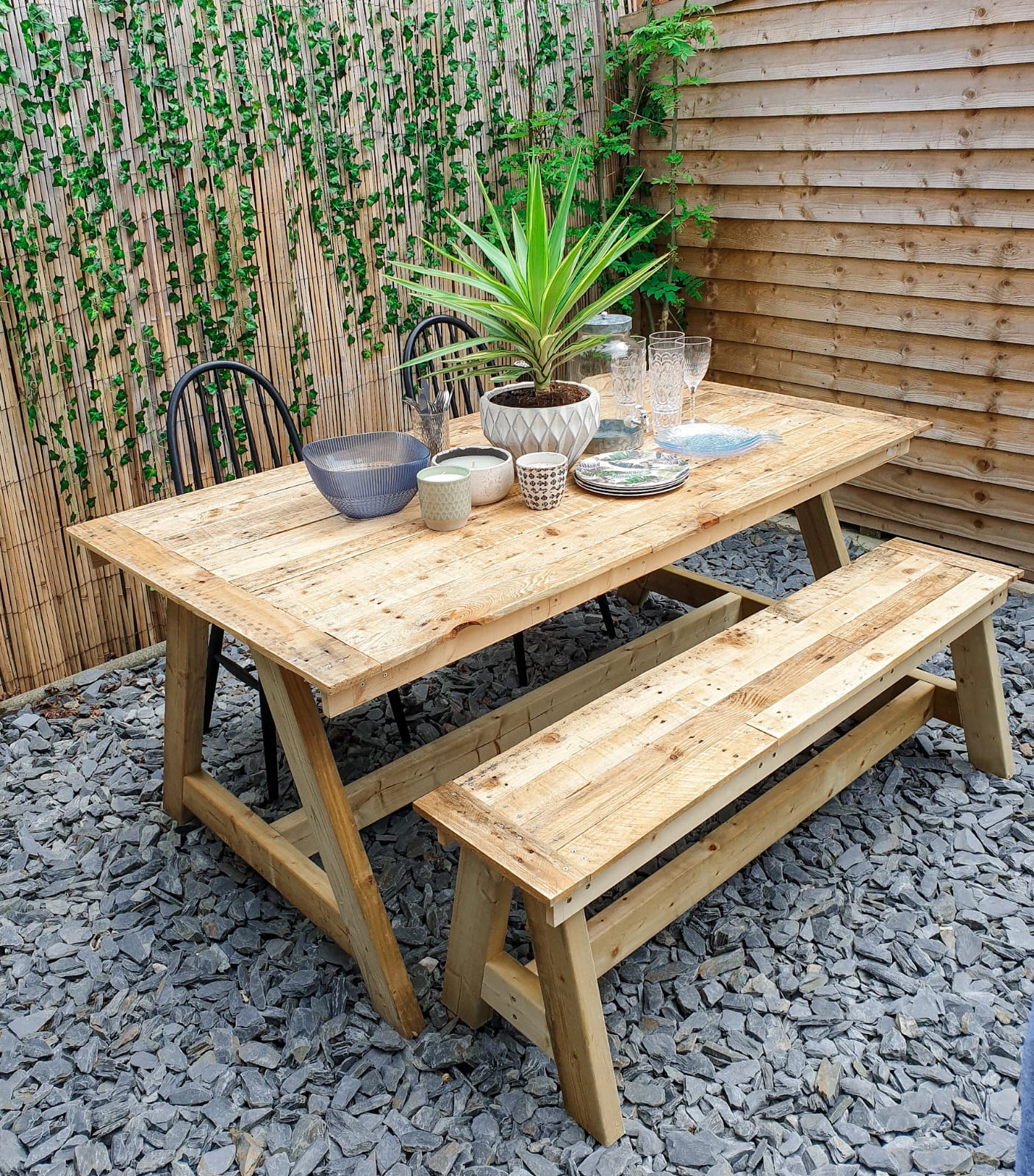 My first project outdoor bench & table. The missus wanted a table and