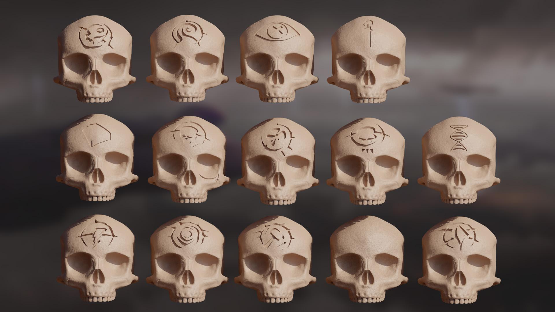 Finished all of the Halo 3 campaign skull 3D models! Available for free