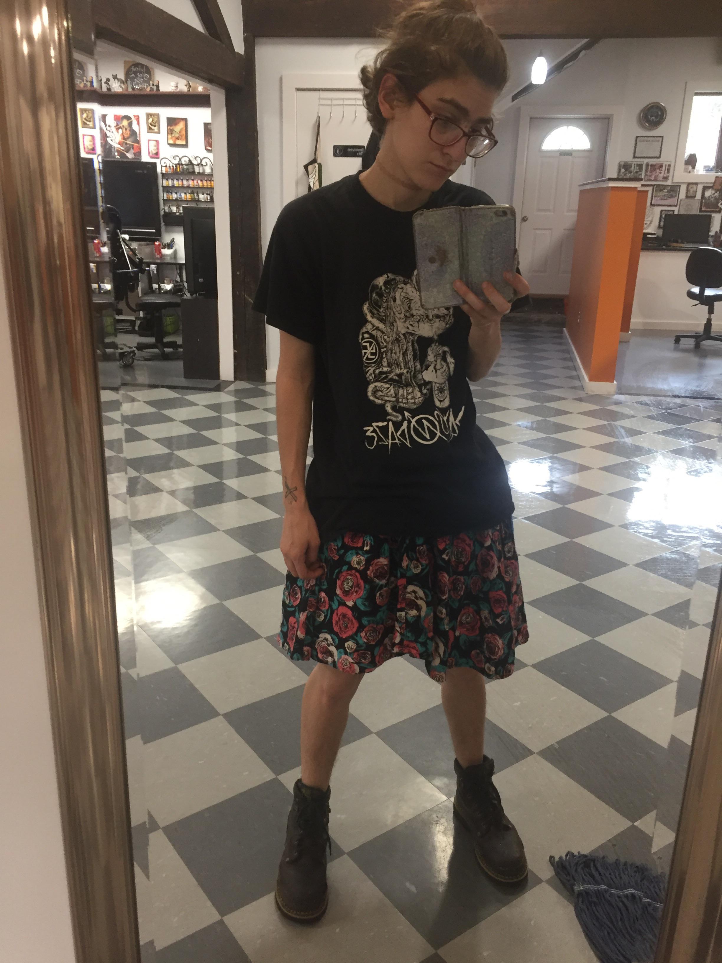 Sleepiest boi, my dog ate my pants so I am rocking that awkward femme