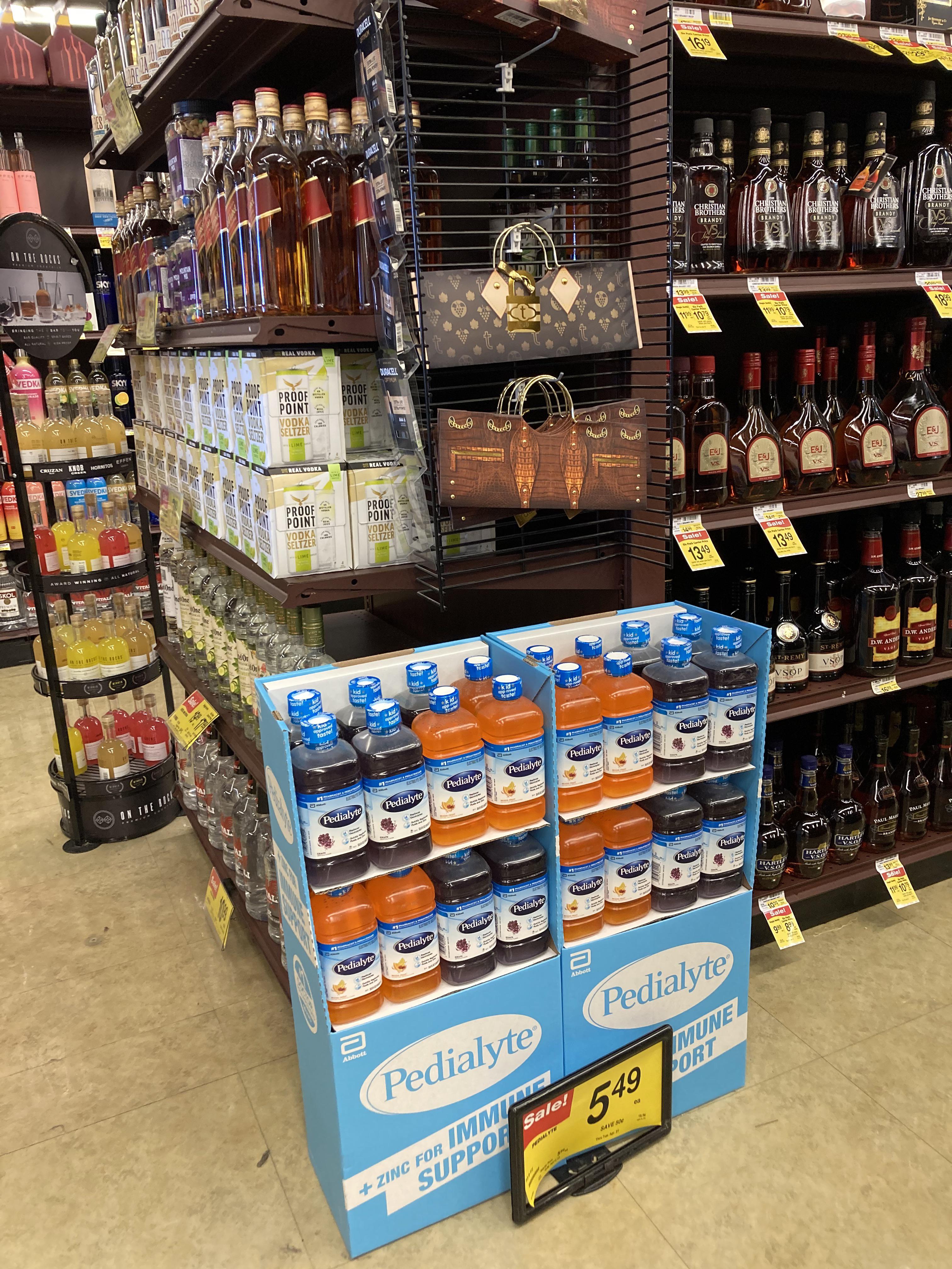 This store’s placement of Pedialyte beside the liquor r/mildlyinteresting