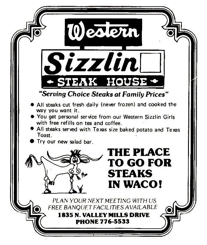 Western Sizzlin Steak House June 1978 Waco, TX r/Waco