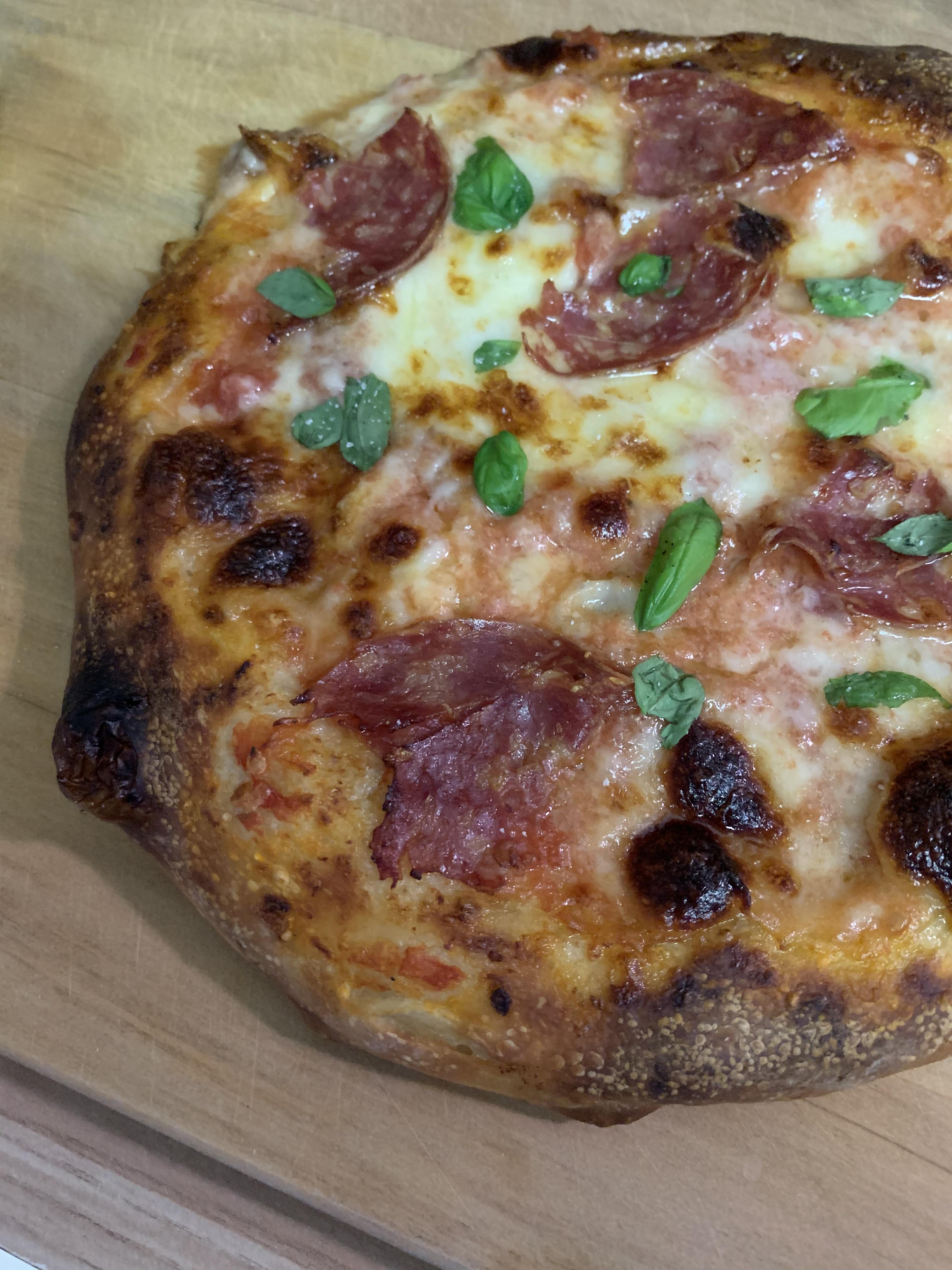 A classic... foolproof pan pizza stretched to 12 in., with hot