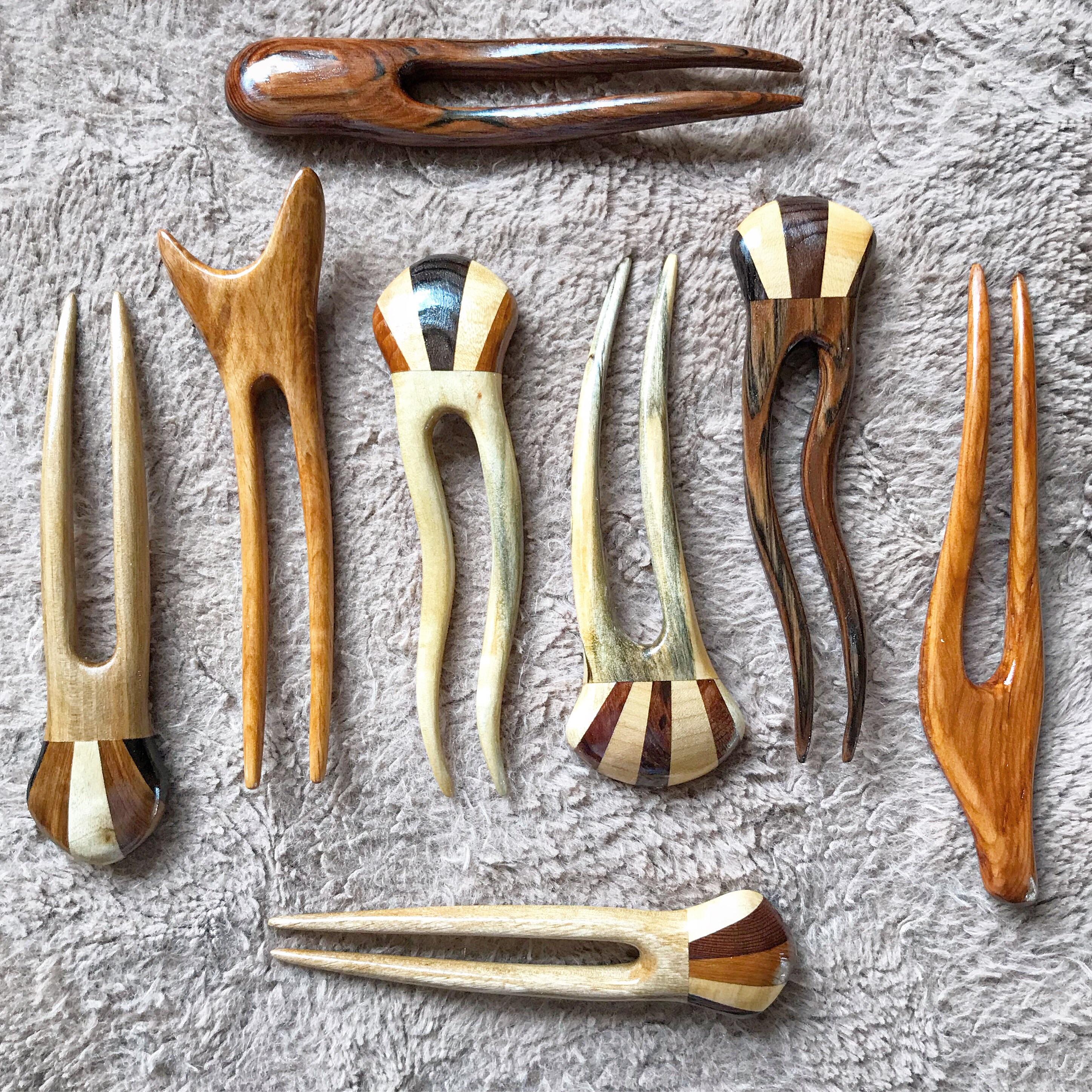 Hair forks from driftwood r/Woodcarving