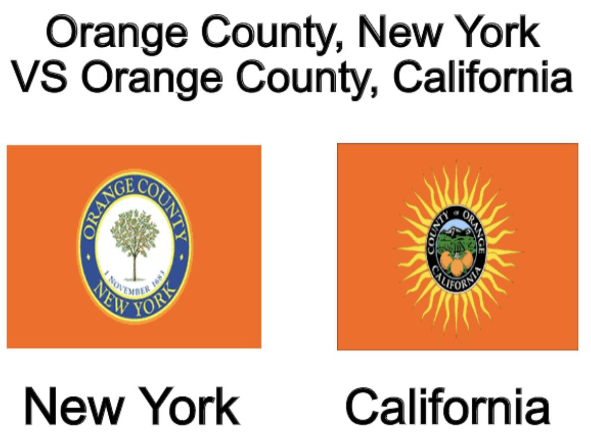 My home County of Orange County, New York VS Orange County, California