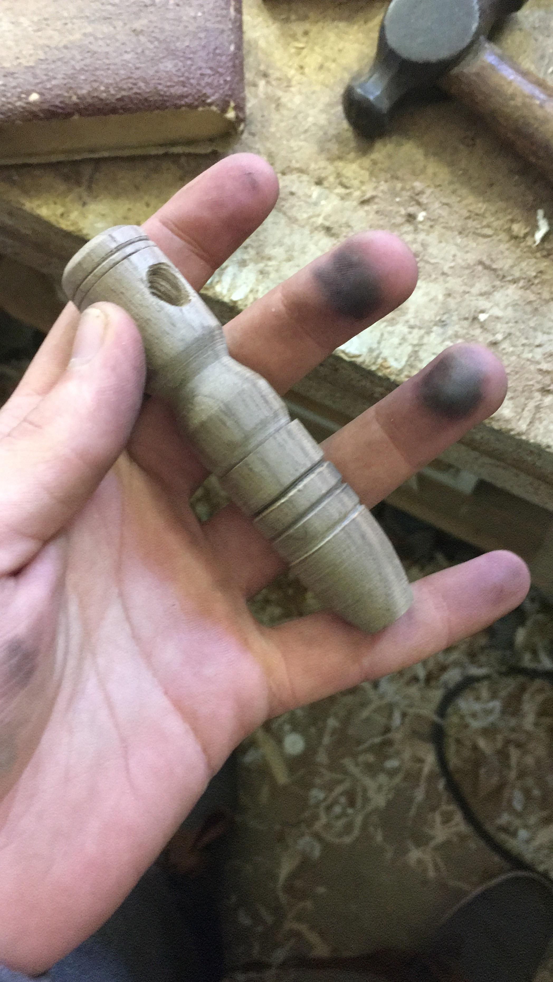 My first attempt making a pipe/one hitter, using a laithe and drill