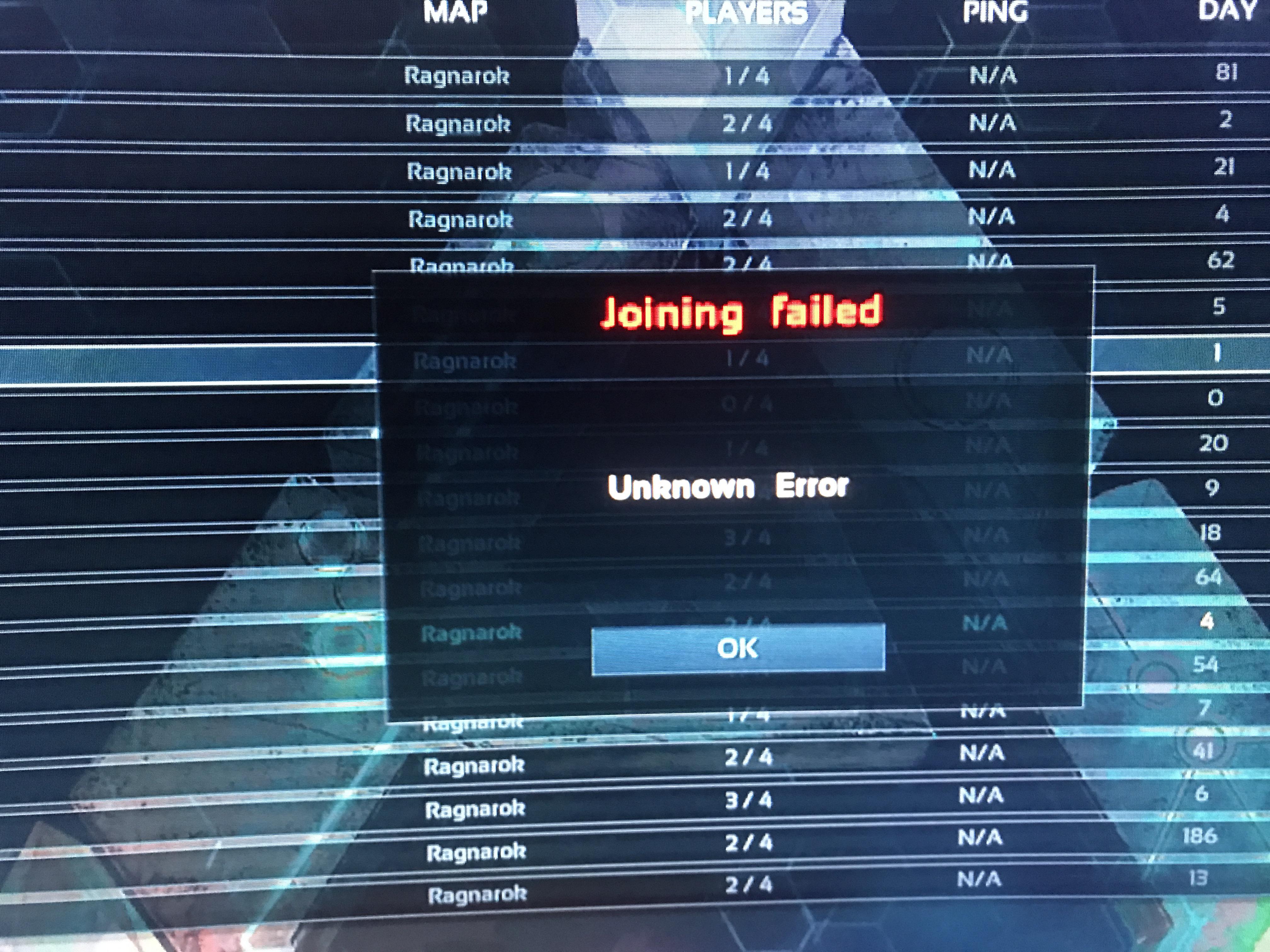 On epic games version of ark it says this when I try to join anyone’s