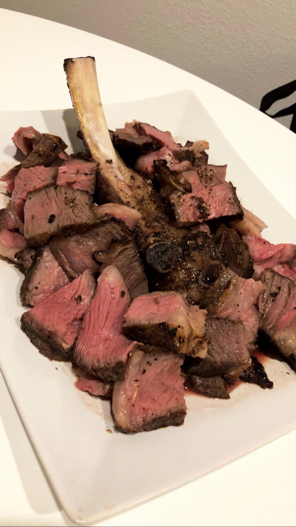 My first attempt at bonein ribeye (Costco) r/steak