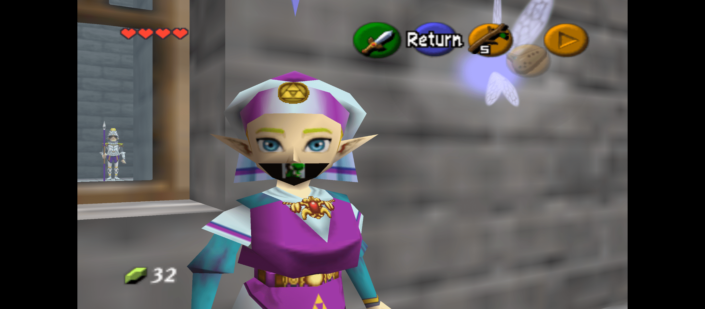 Playing Ocarina of Time and got this glitch, Princess Zelda wearing a